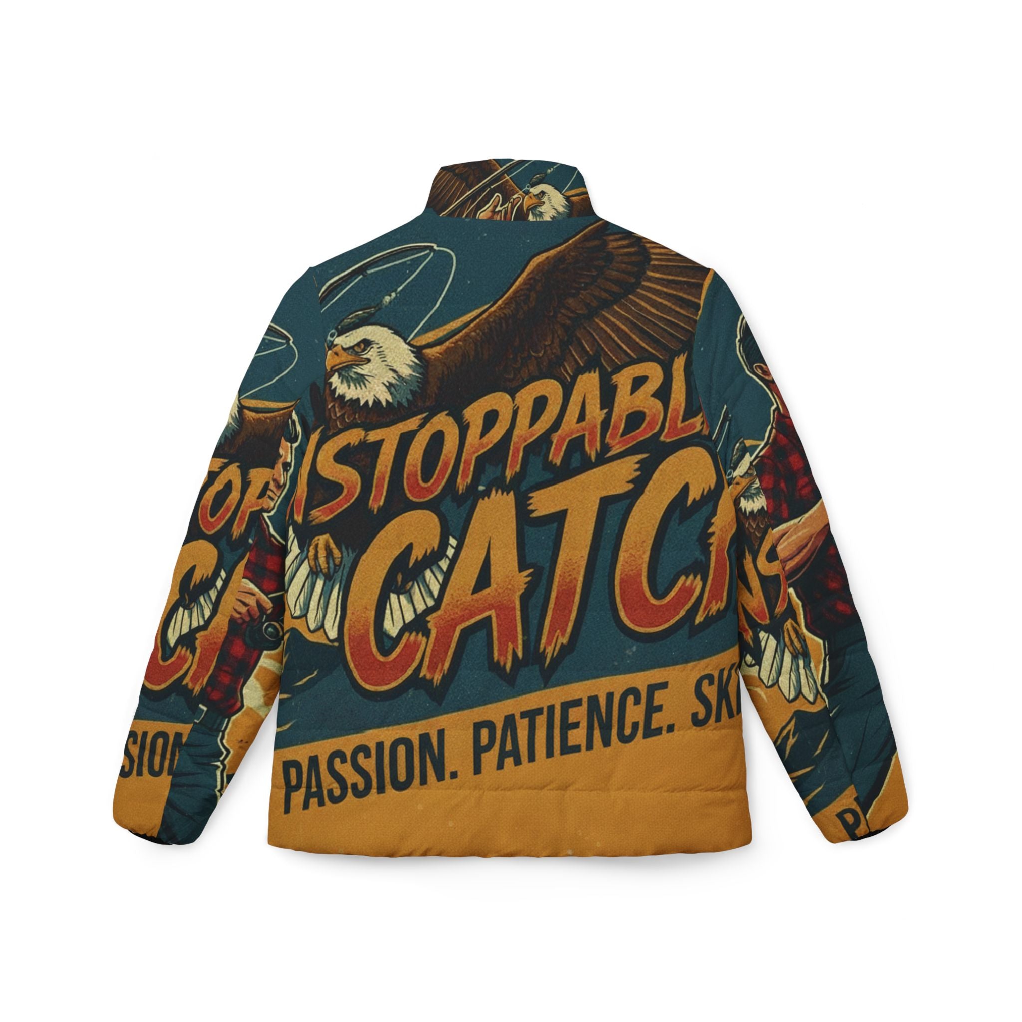 Frauen Angel Steppjacke – "Unstoppable Catch" | All-Over-Print | Phönix-Potsdam®