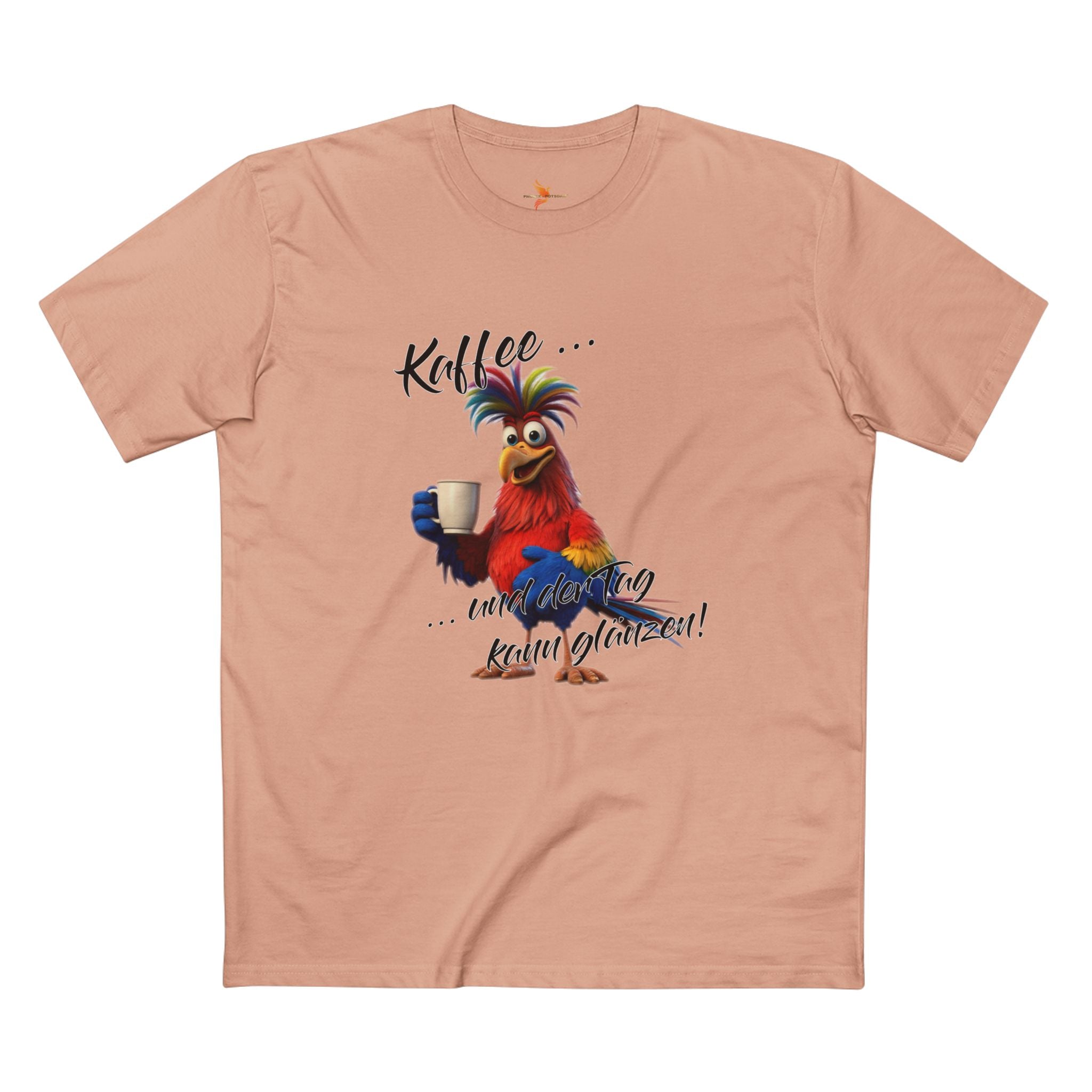 Papagei „Kaffee … und der Tag kann glänzen!“ T-Shirt | Humor | Phönix-Potsdam®