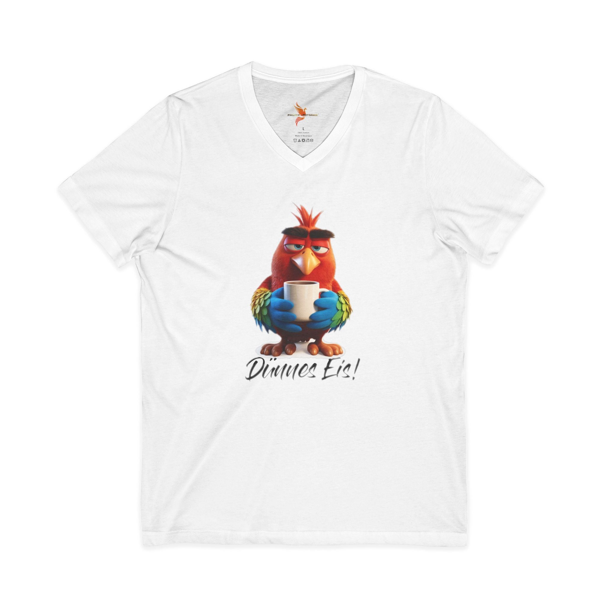 Papagei „Dünnes Eis!“ V-Neck T-Shirt | Humor | Phönix-Potsdam®