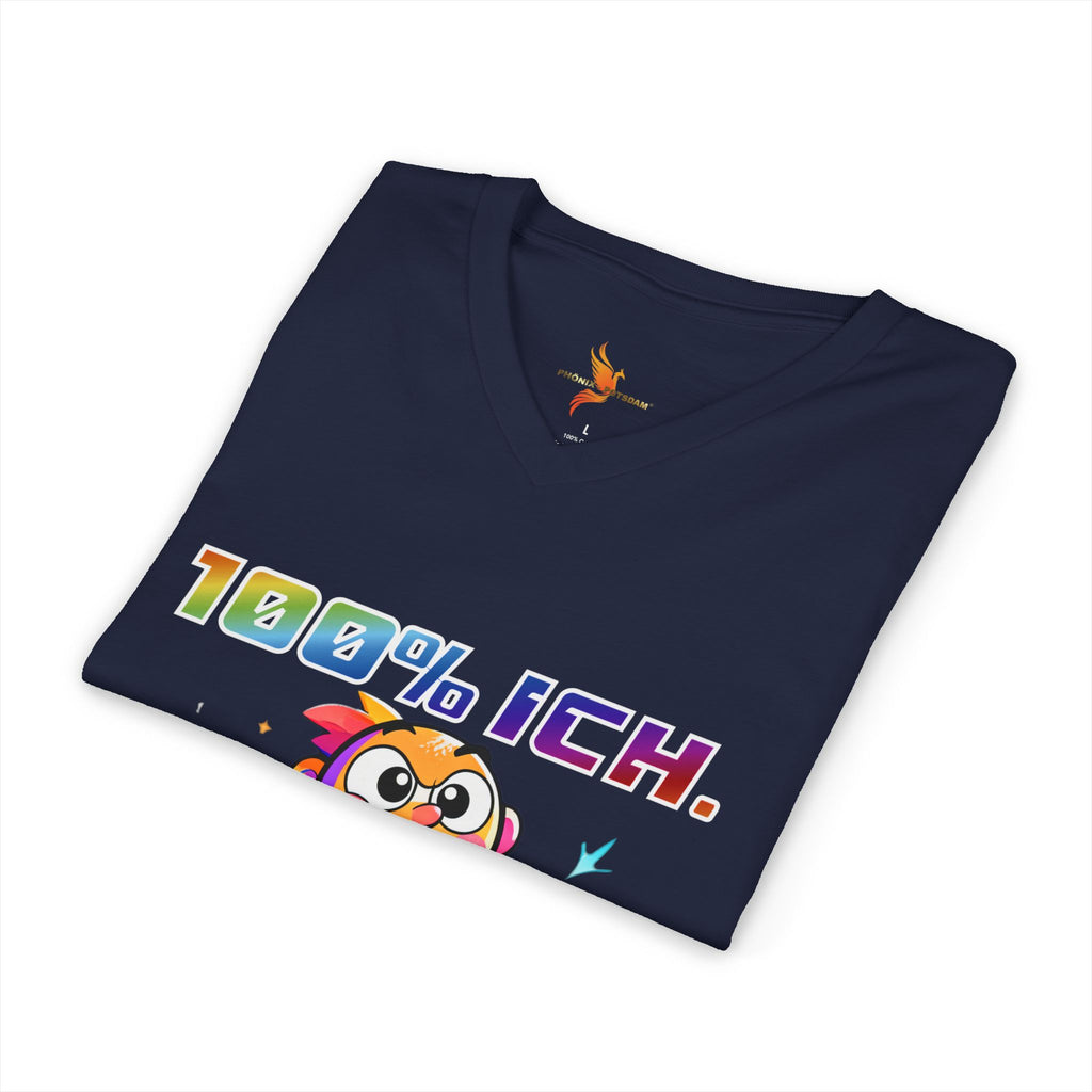 T-Shirt V-Ausschnitt „100 % ICH – 0 % DU“ | Humor | Phönix-Potsdam®