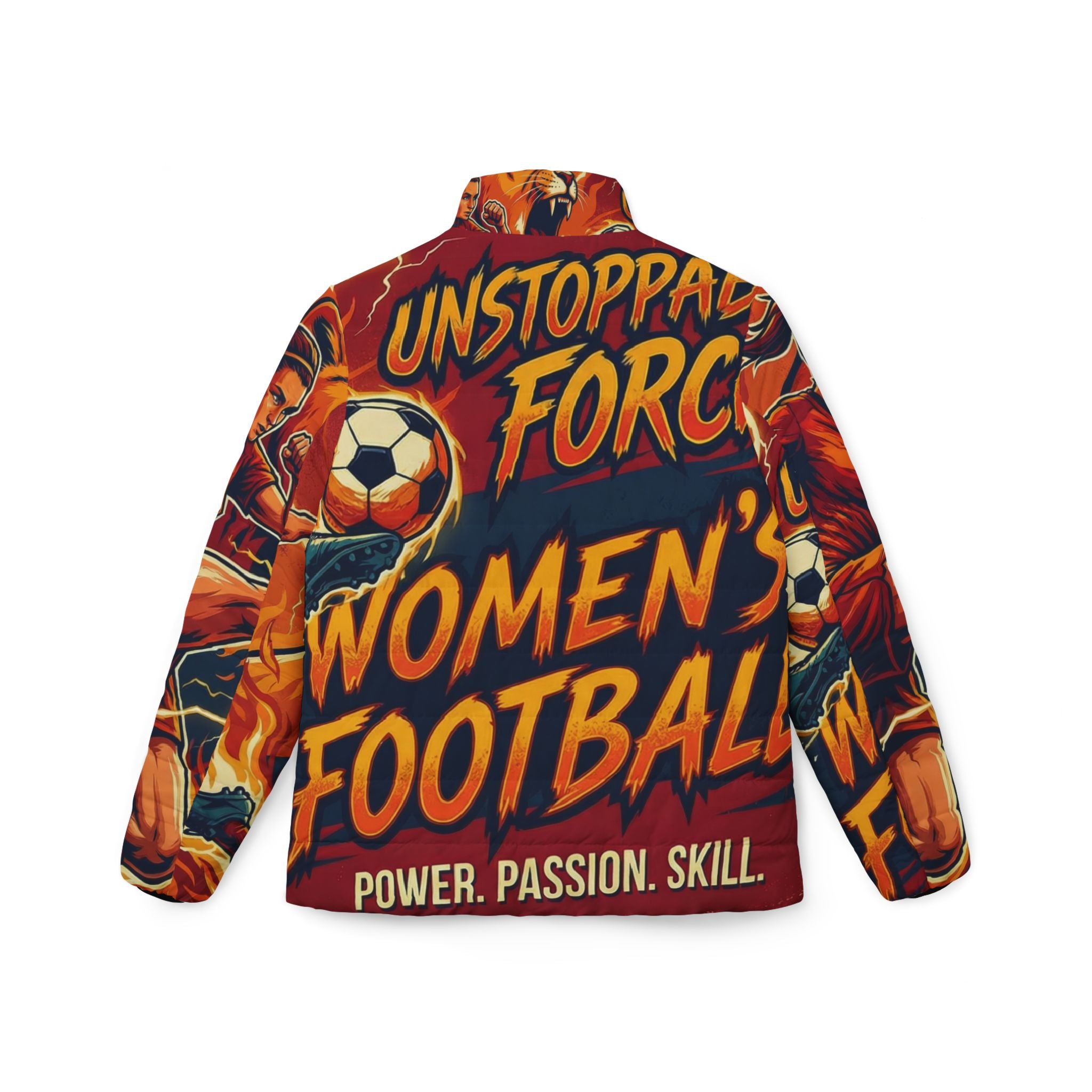 Frauen Fußball Steppjacke – "Unstoppable Force" | All-Over-Print | Phönix-Potsdam®