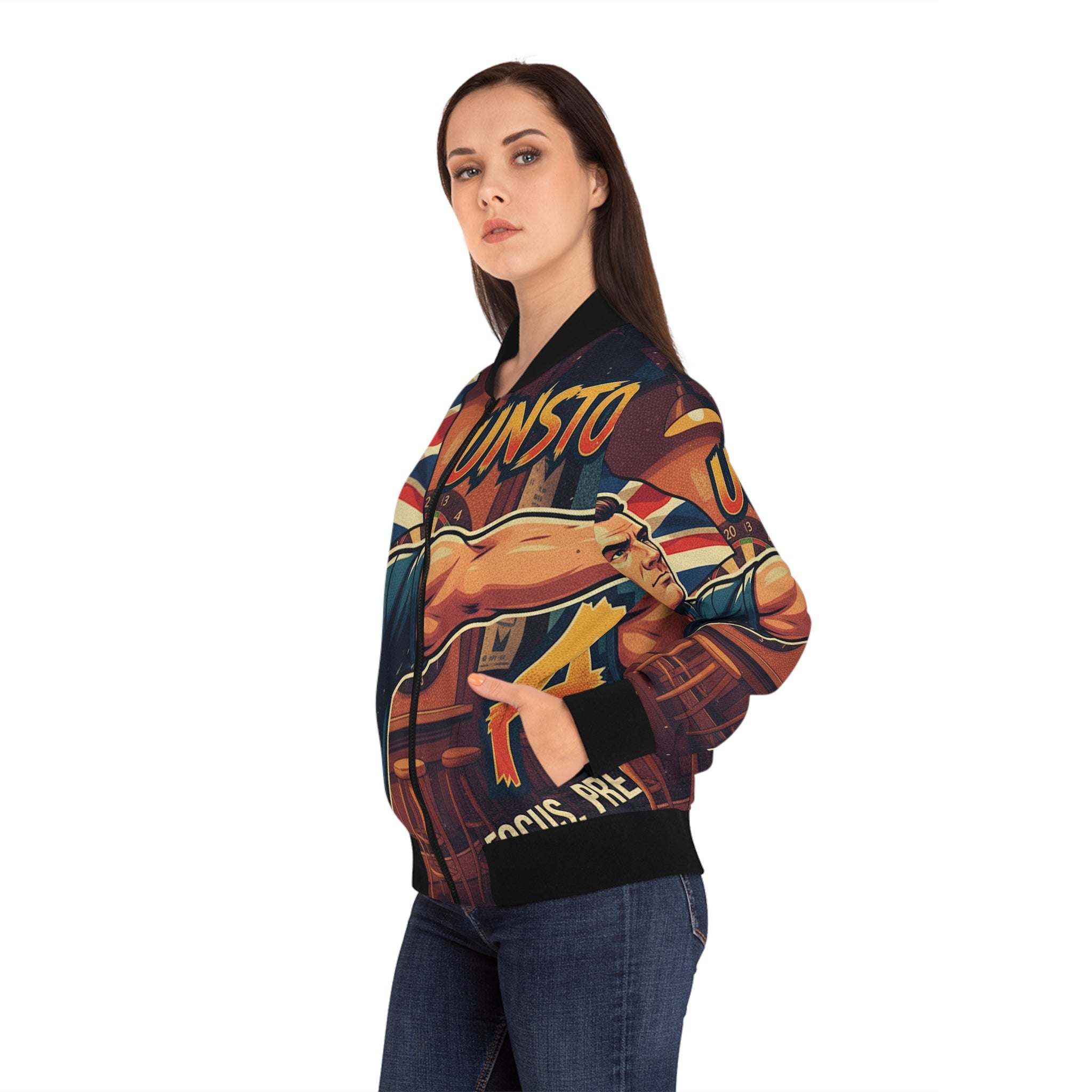 Frauen Dart Bomberjacke – "Unstoppable Aim" | Figurbetont