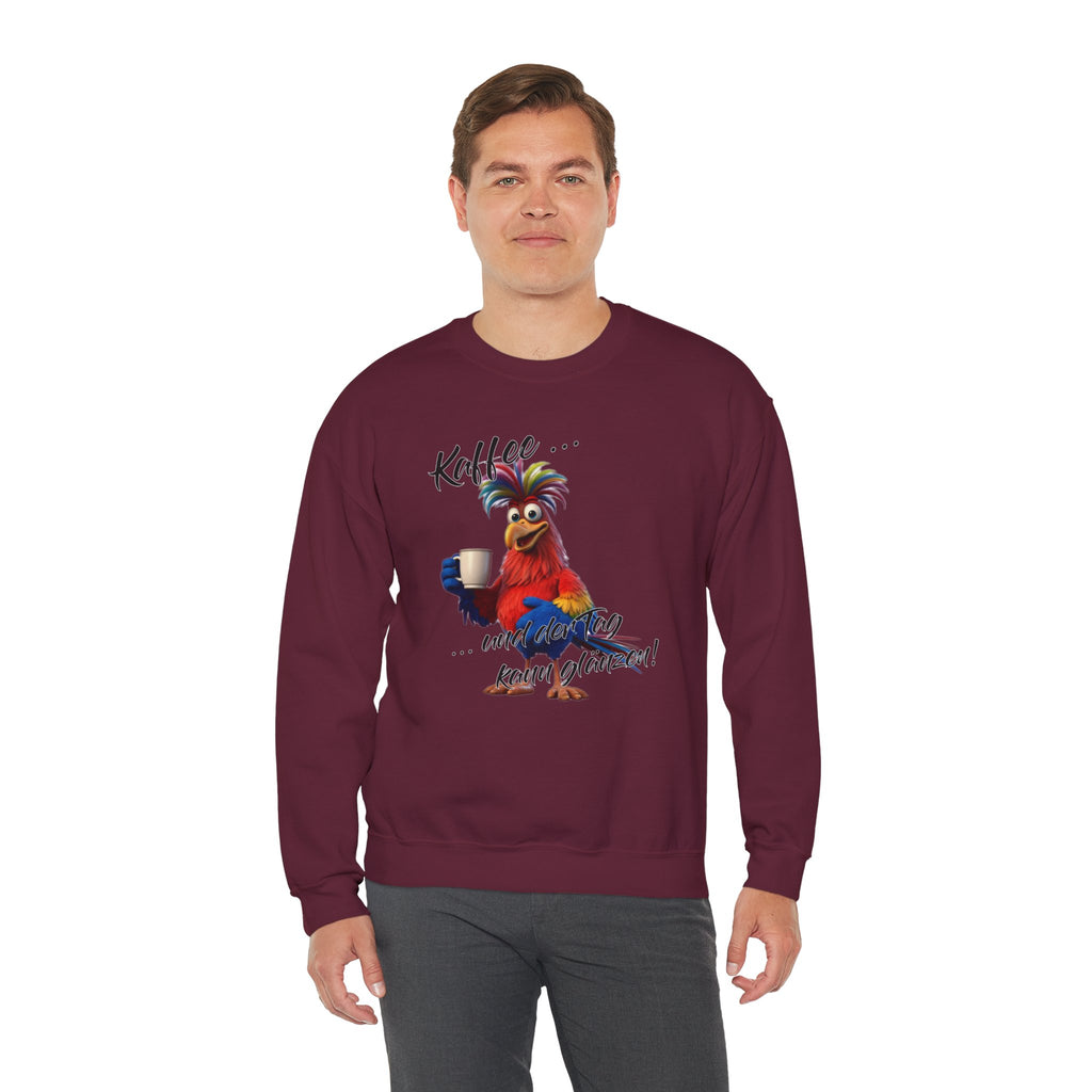 Hahn „Kaffee … und der Tag kann glänzen!“ Sweatshirt | Humor | Phönix-Potsdam®