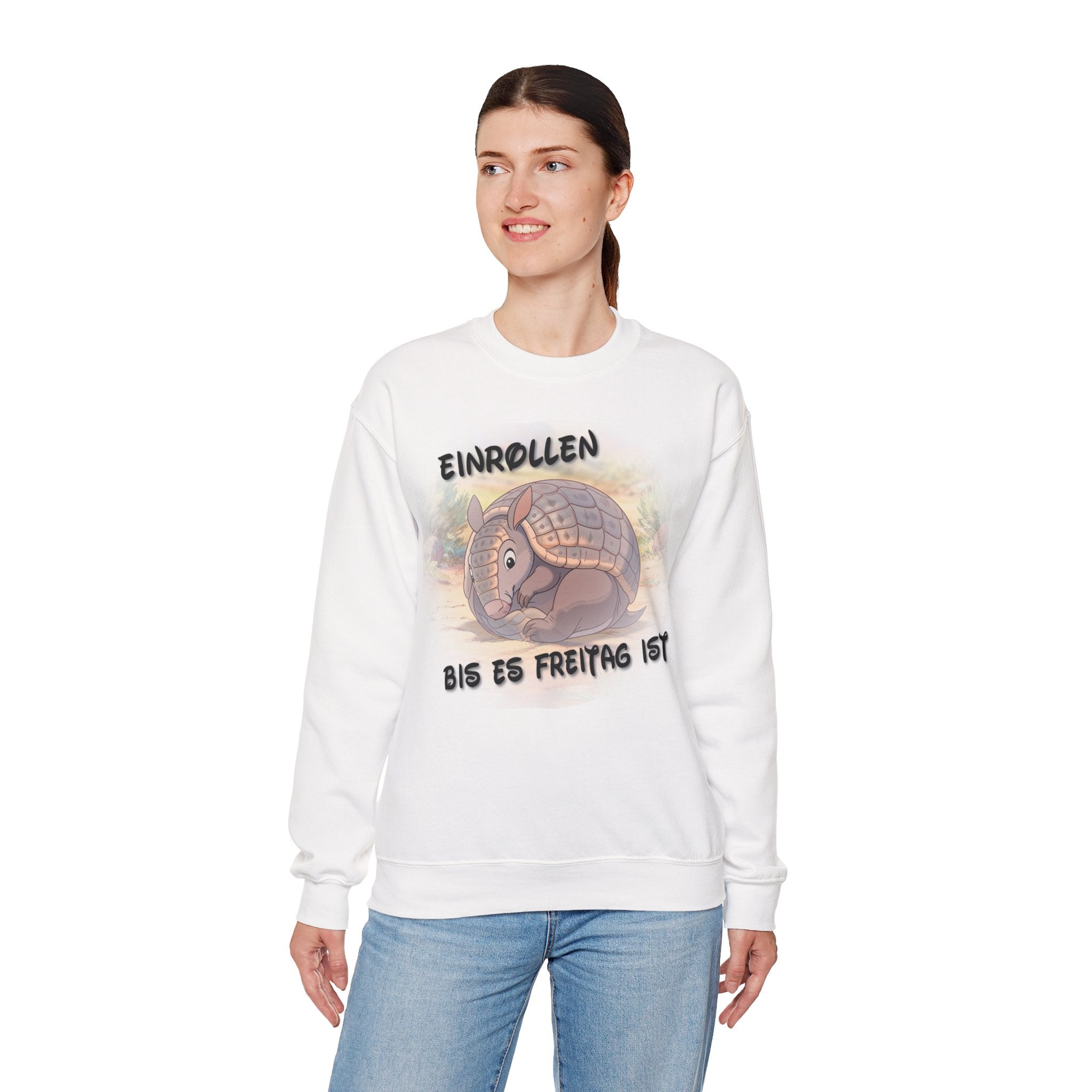 Gürteltier „Einrollen bis es Freitag ist“ Rundhals-Sweatshirt | Phönix-Potsdam®
