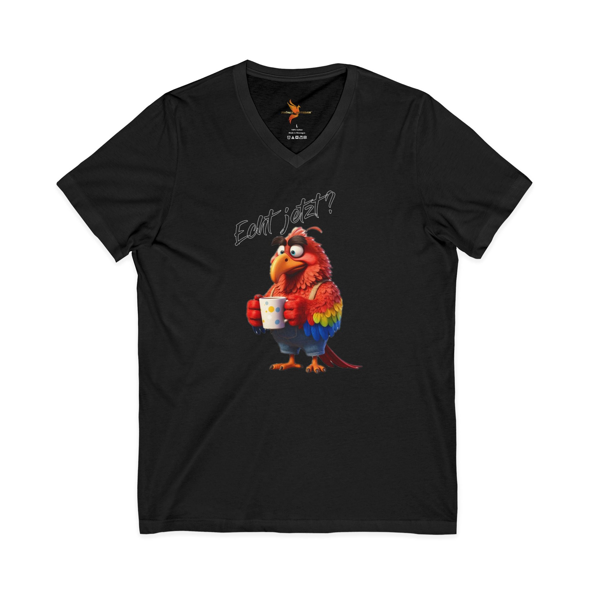 Papagei „Echt jetzt?“ V-Neck T-Shirt | Humor | Phönix-Potsdam®
