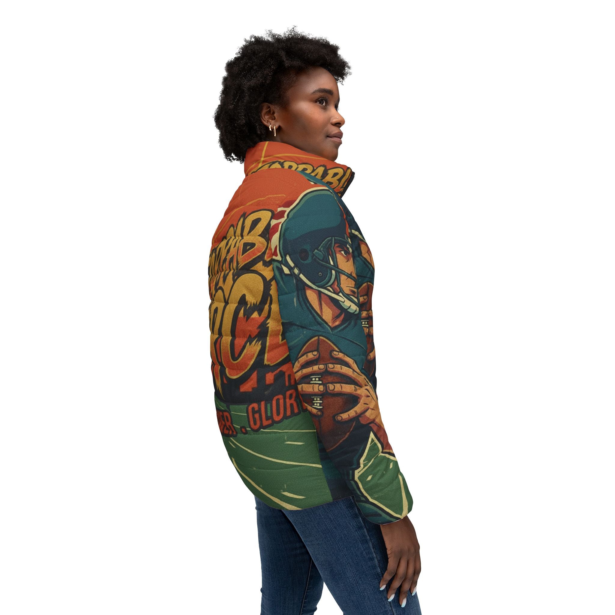 Frauen American Football Steppjacke – "Unstoppable Force" | All-Over-Print | Phönix-Potsdam®