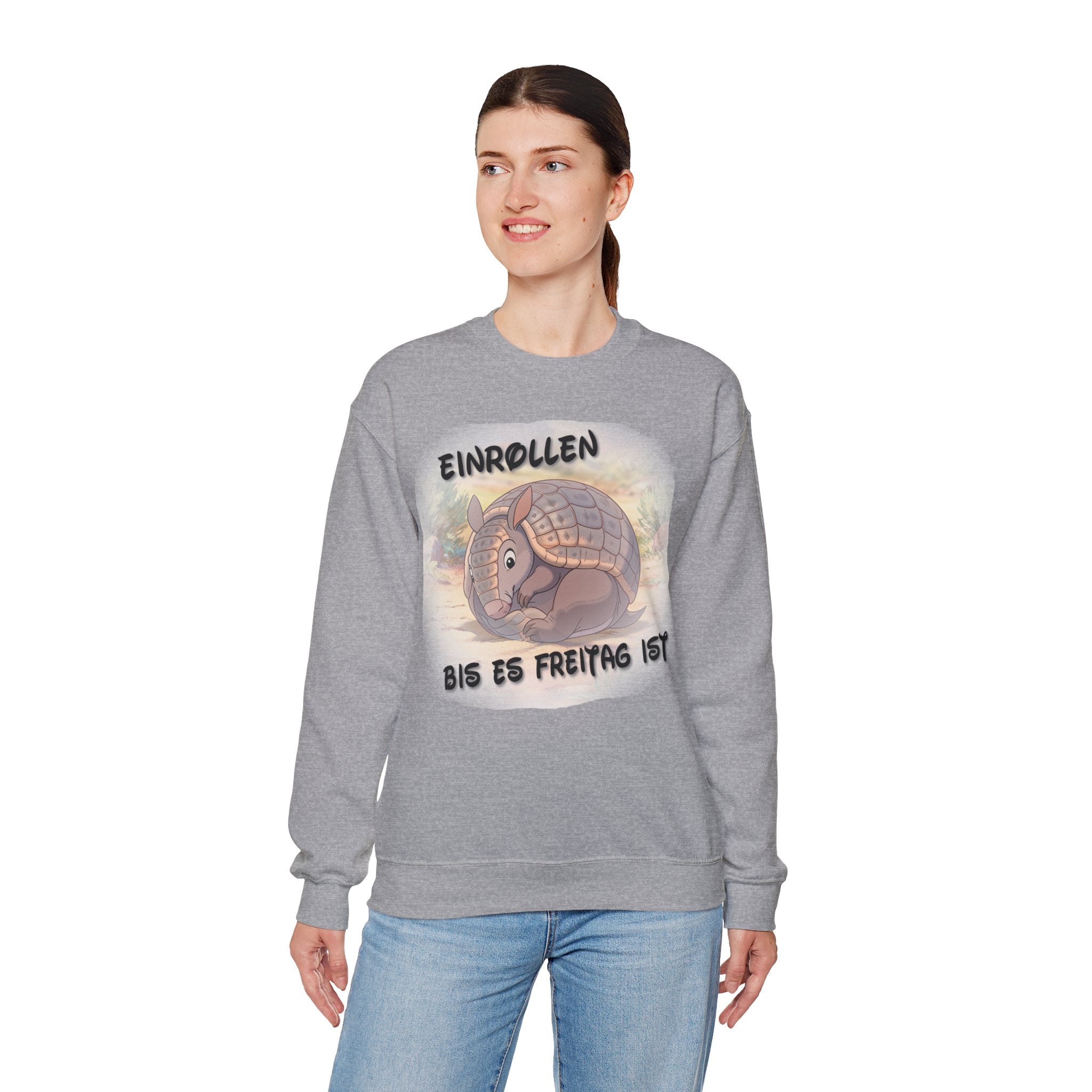 Gürteltier „Einrollen bis es Freitag ist“ Rundhals-Sweatshirt | Phönix-Potsdam®