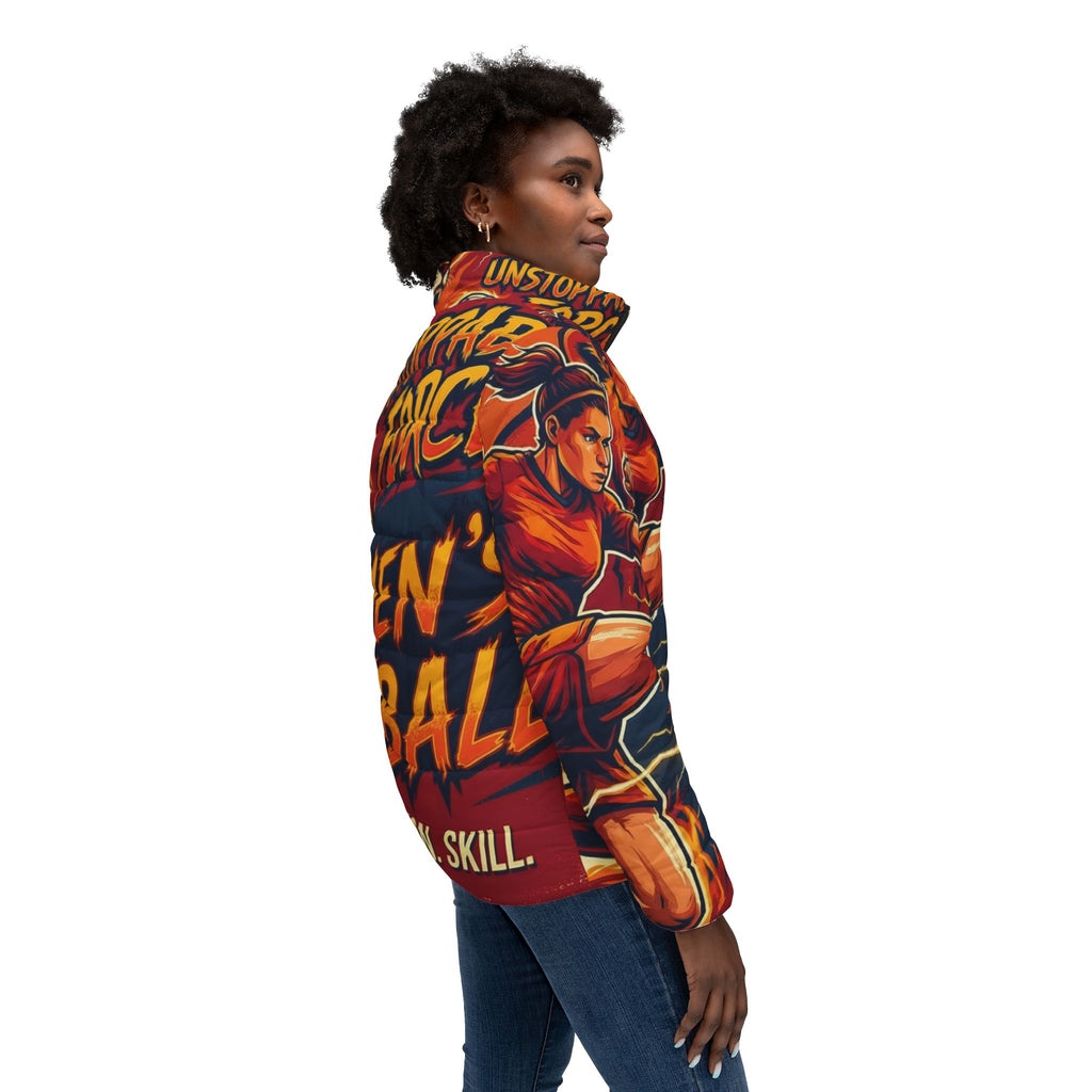 Frauen Fußball Steppjacke – "Unstoppable Force" | All-Over-Print | Phönix-Potsdam®