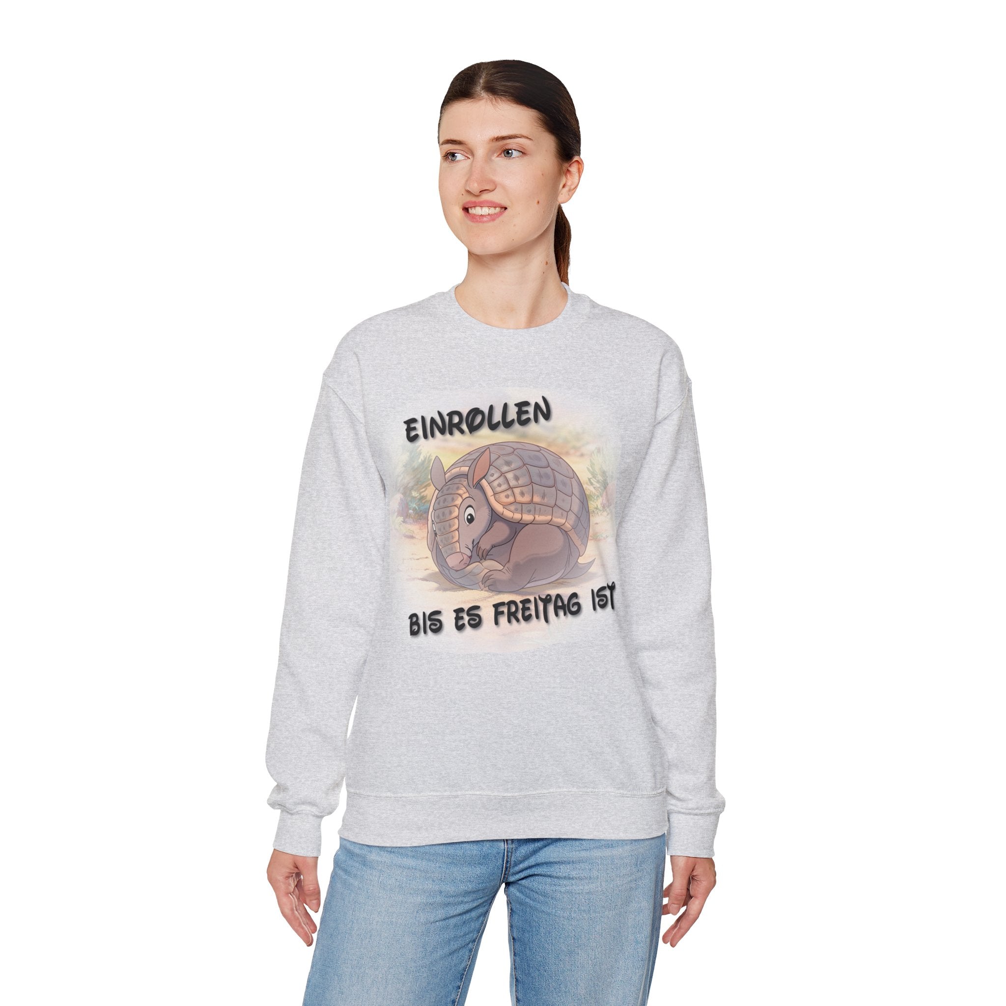 Gürteltier „Einrollen bis es Freitag ist“ Rundhals-Sweatshirt | Phönix-Potsdam®