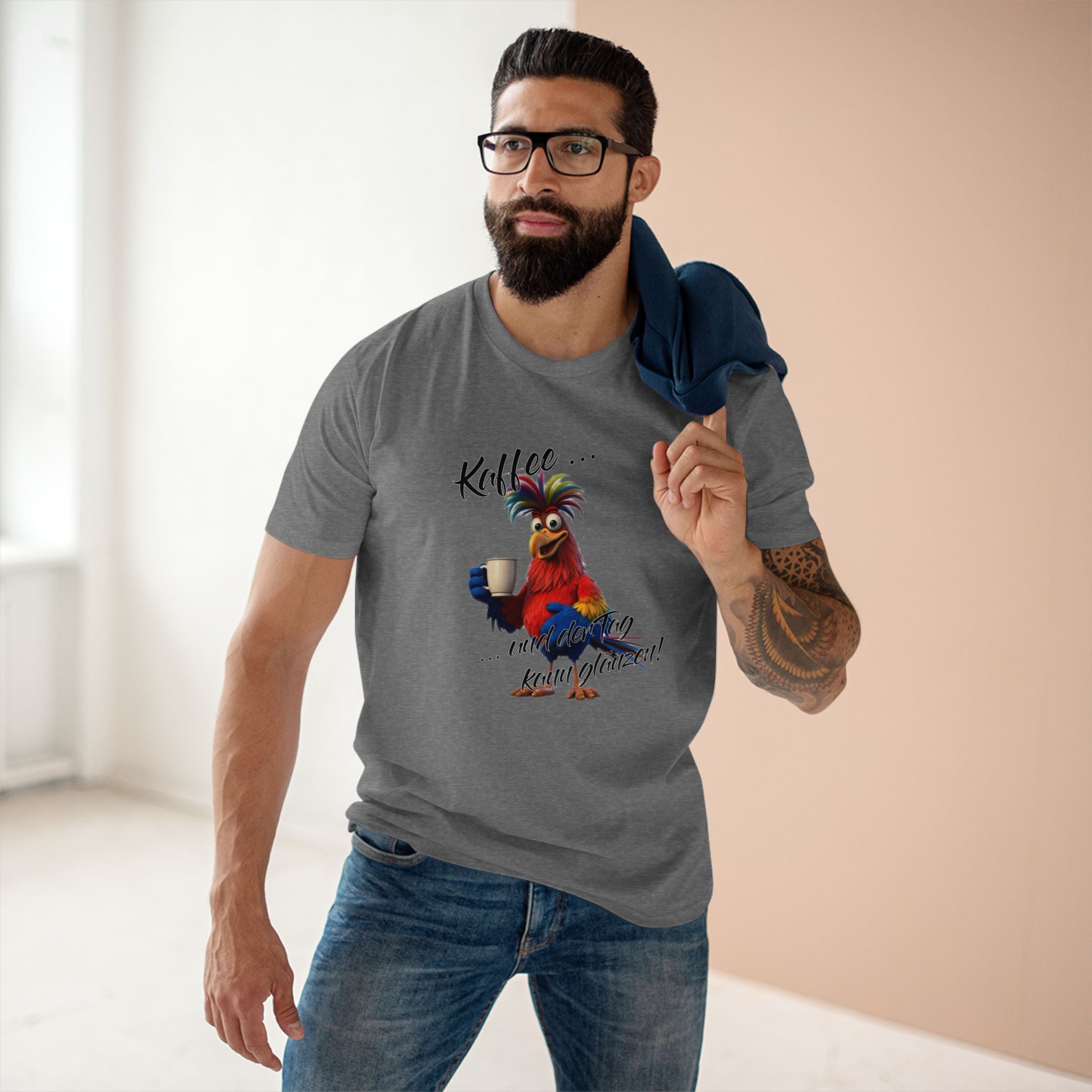 Papagei „Kaffee … und der Tag kann glänzen!“ T-Shirt | Humor | Phönix-Potsdam®