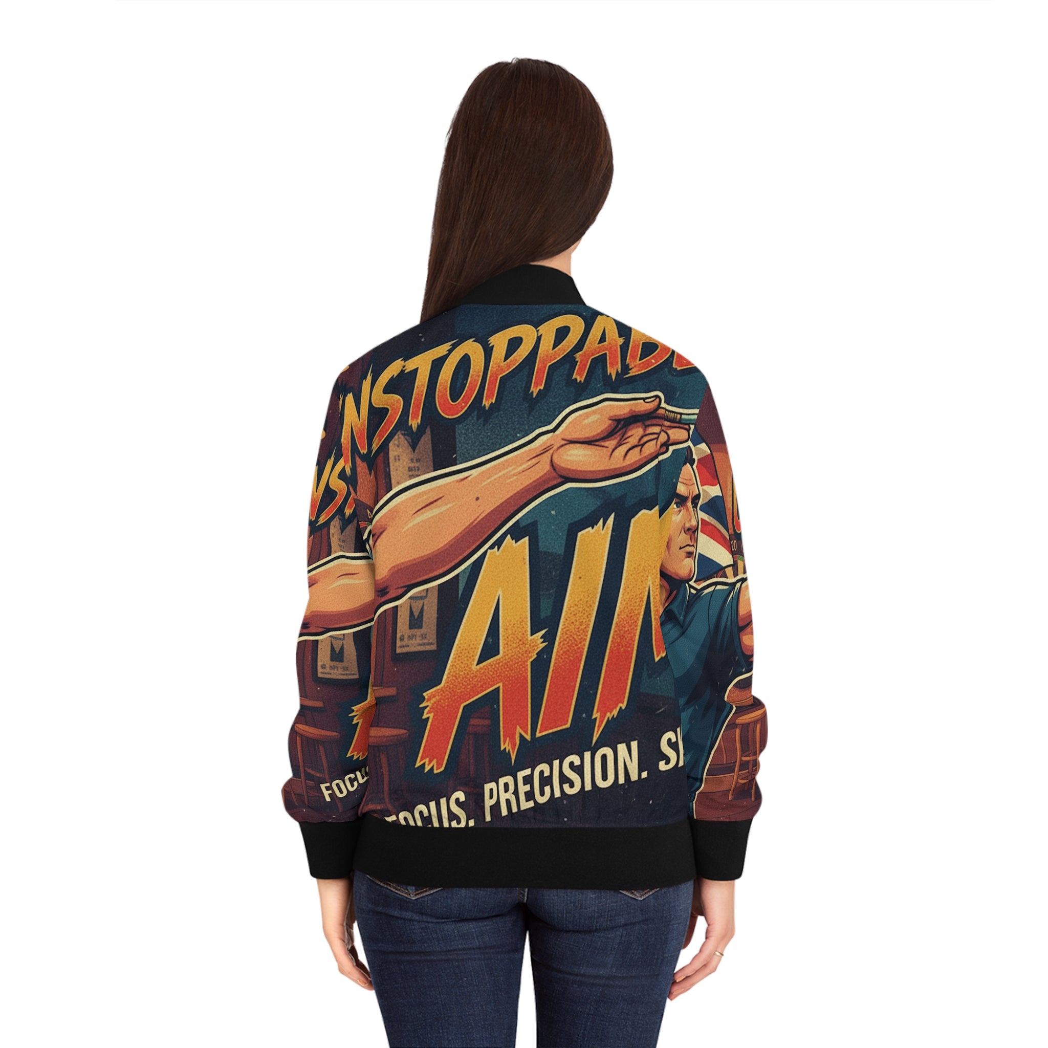 Frauen Dart Bomberjacke – "Unstoppable Aim" | Figurbetont