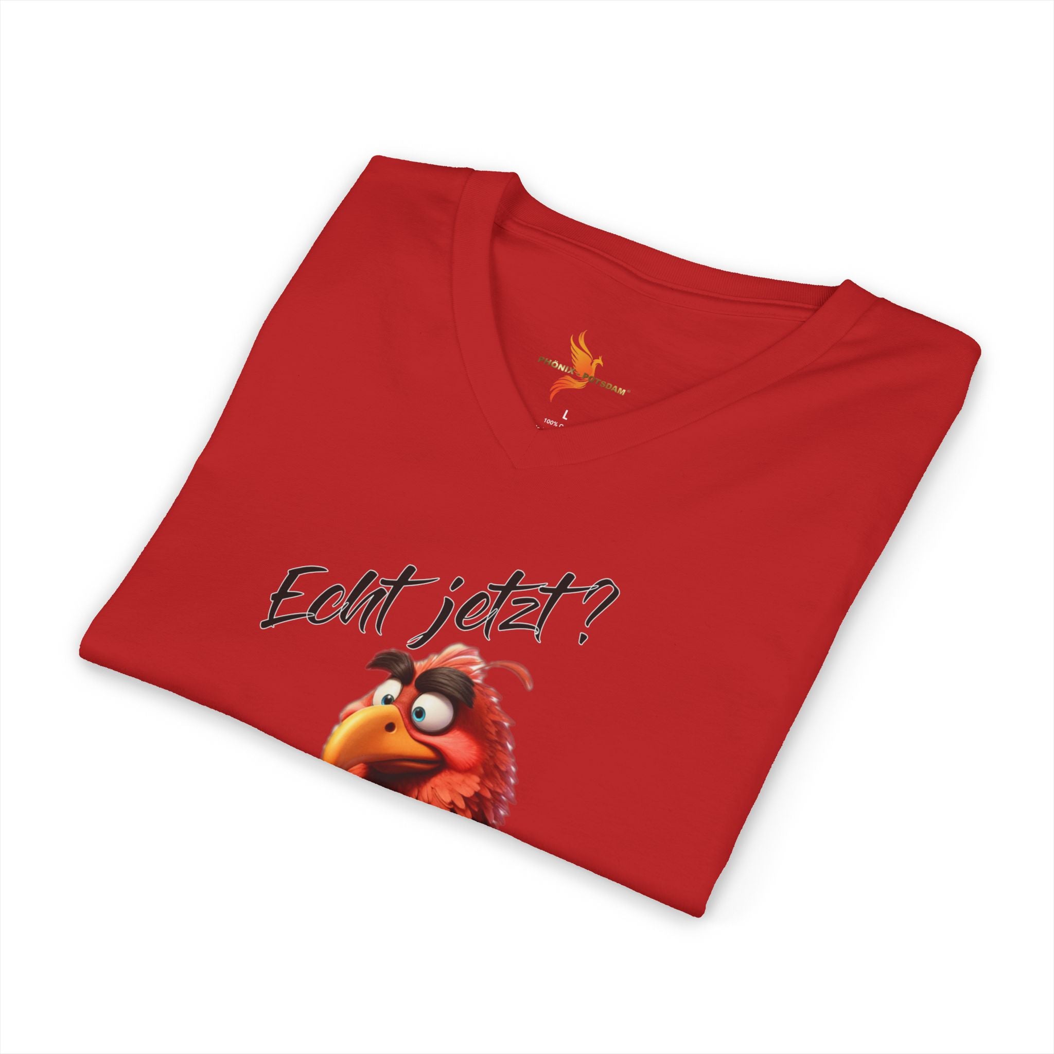 Papagei „Echt jetzt?“ V-Neck T-Shirt | Humor | Phönix-Potsdam®