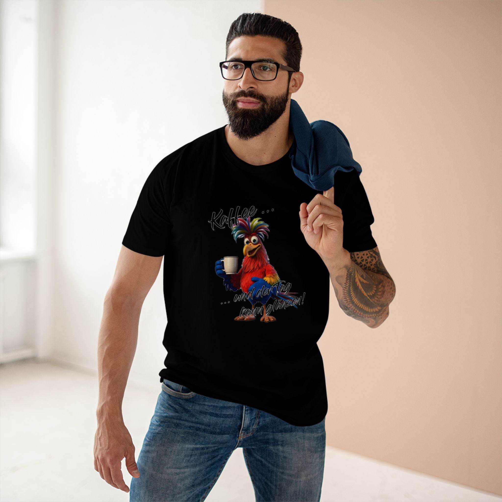 Papagei „Kaffee … und der Tag kann glänzen!“ T-Shirt | Humor | Phönix-Potsdam®