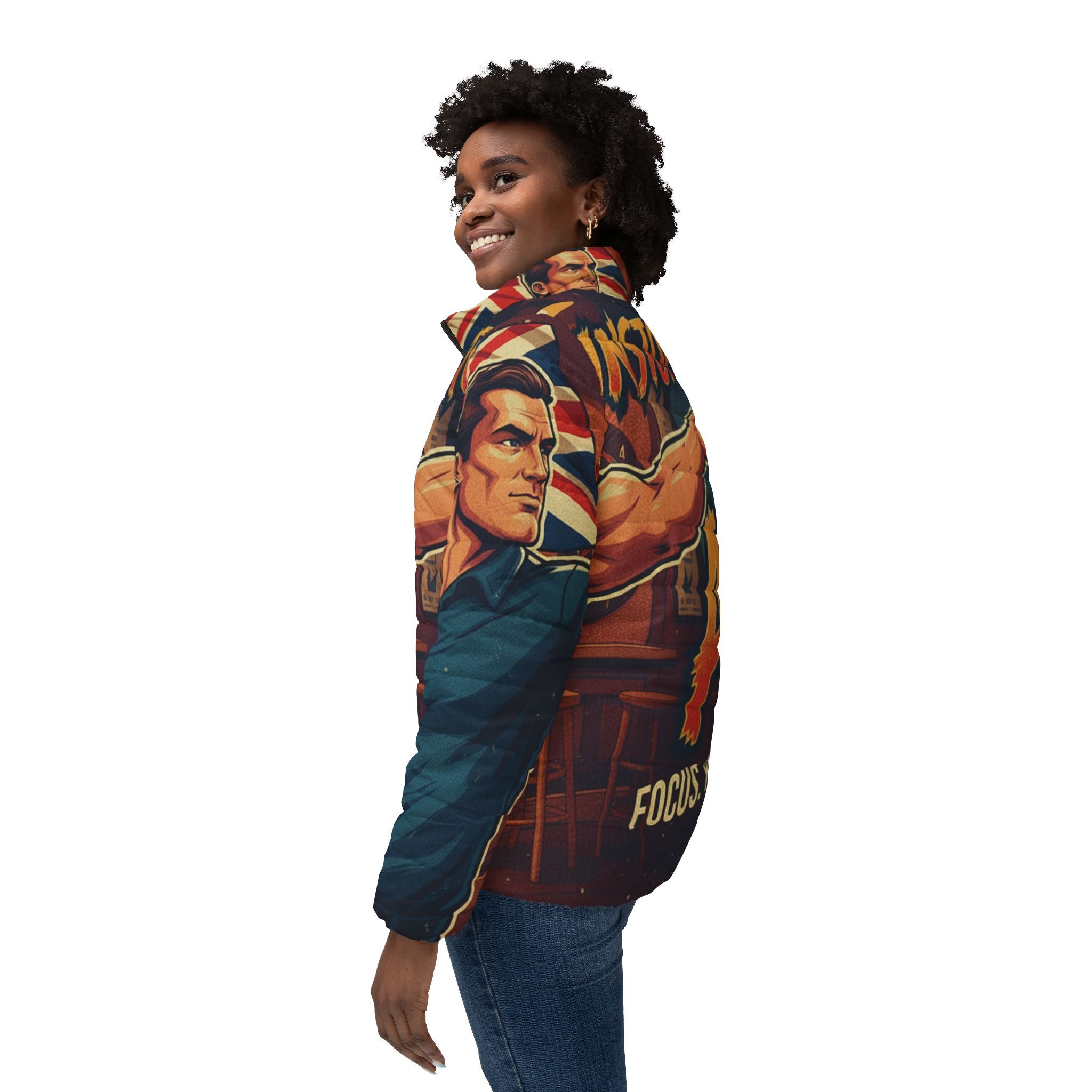Frauen Dart Steppjacke – "Unstoppable Aim" | All-Over-Print | Phönix-Potsdam®