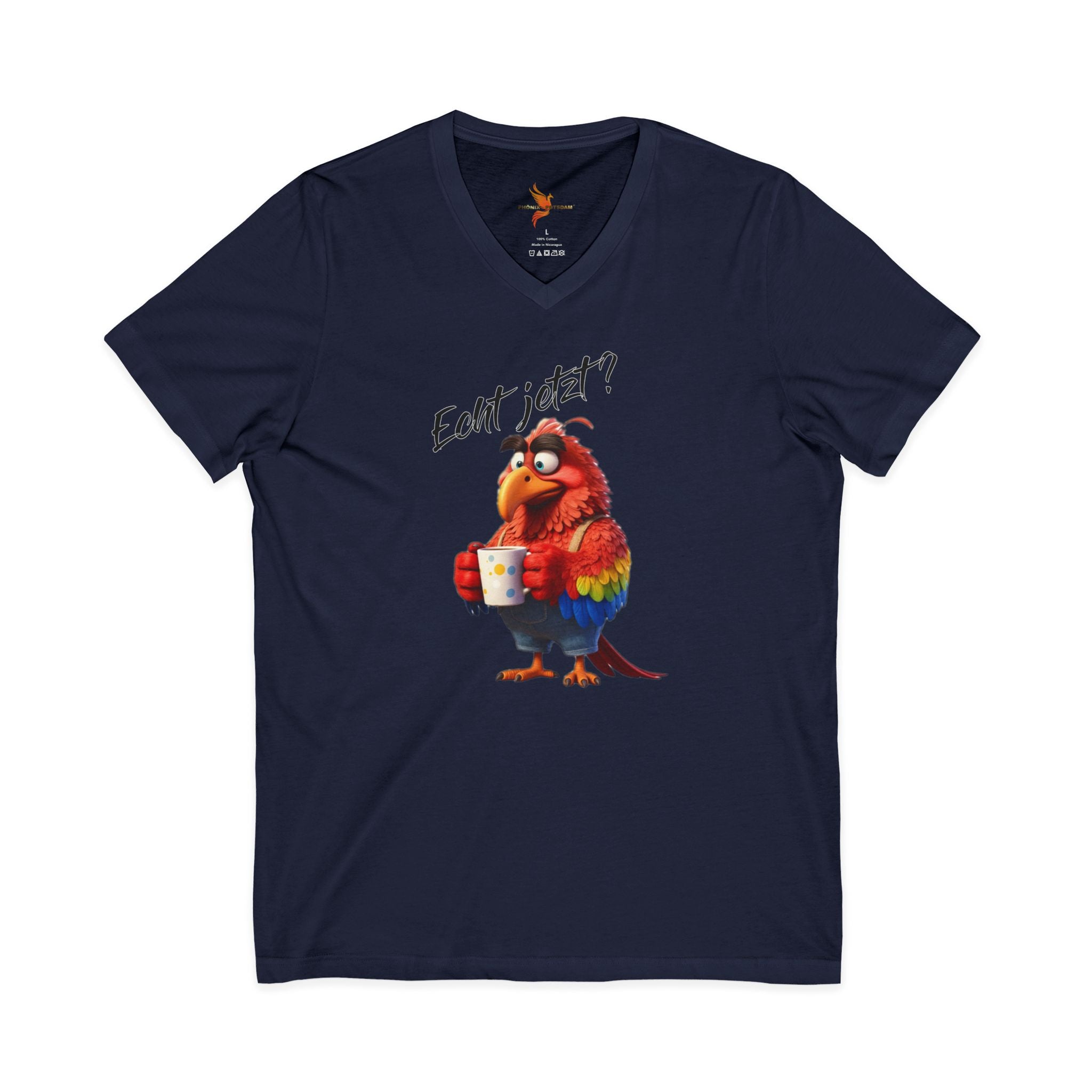 Papagei „Echt jetzt?“ V-Neck T-Shirt | Humor | Phönix-Potsdam®