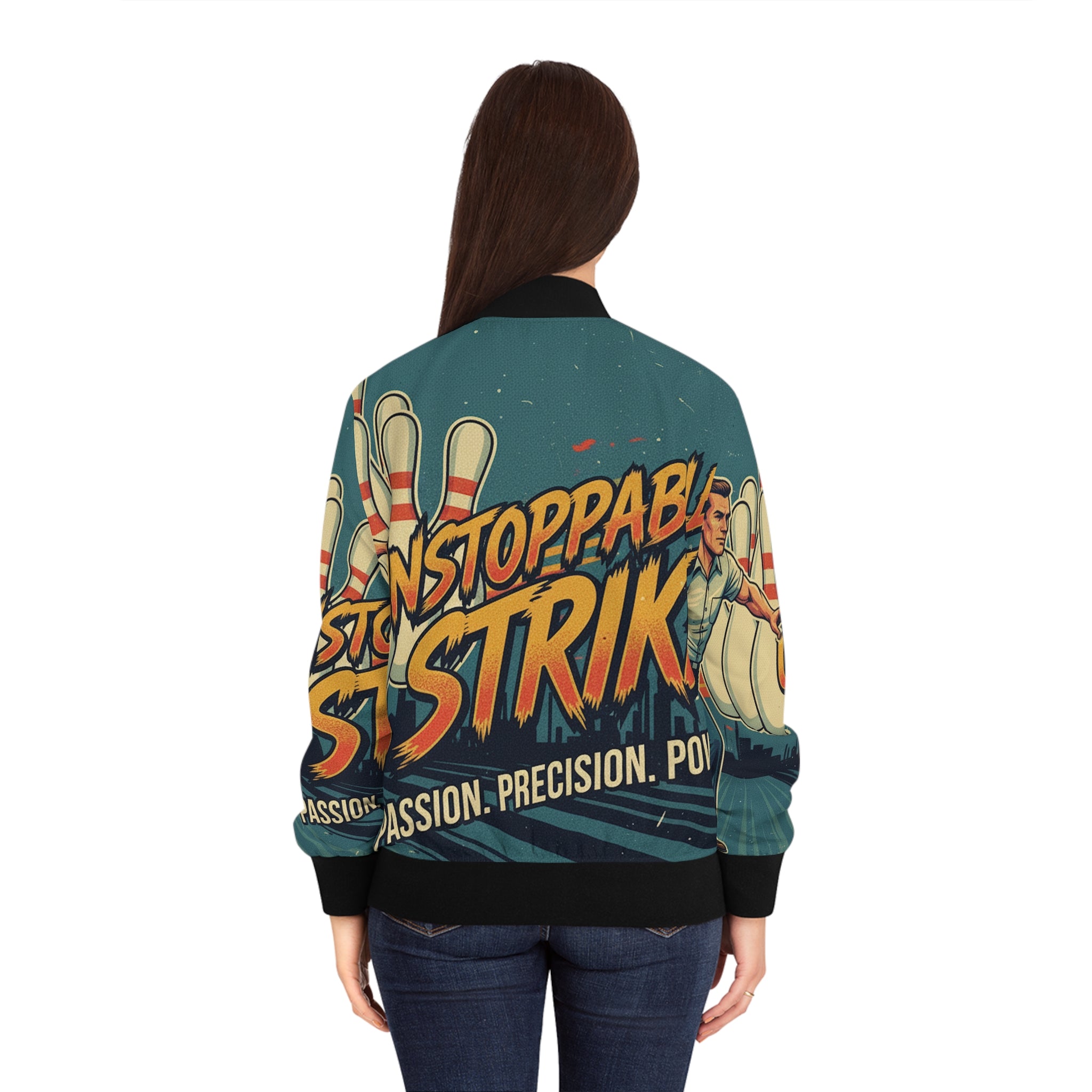 Frauen Bomberjacke Bowling – Unstoppable Strike | Figurbetont