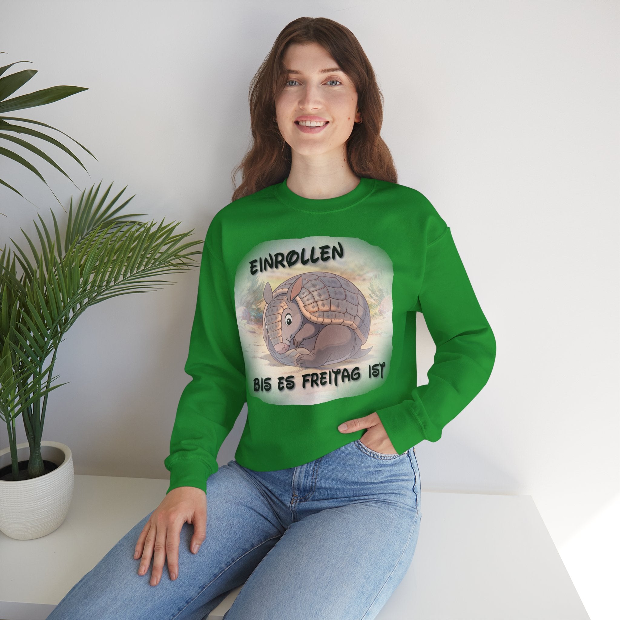 Gürteltier „Einrollen bis es Freitag ist“ Rundhals-Sweatshirt | Phönix-Potsdam®