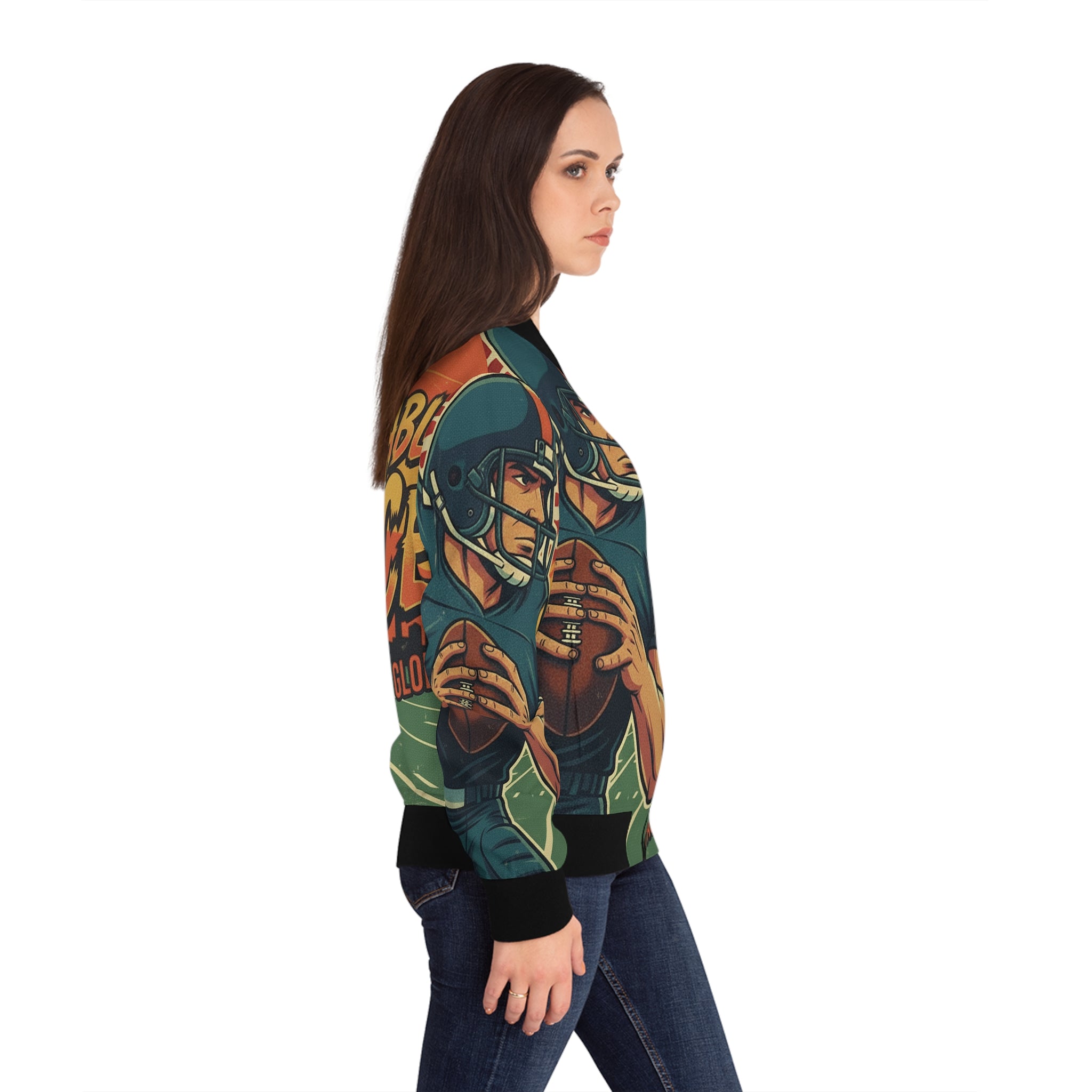 Frauen American Football Bomberjacke – "Unstoppable Force" | Figurbetont