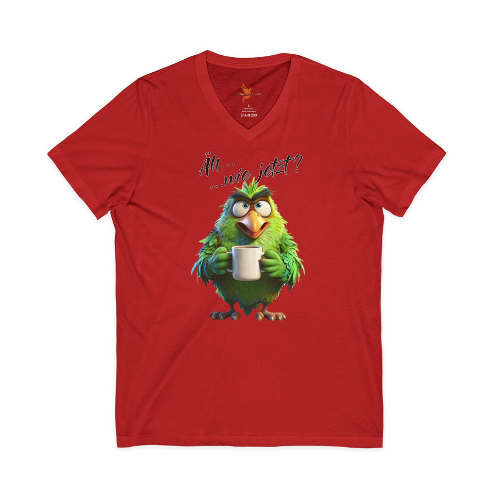 Papagei „Äh...wie jetzt?“ V-Neck T-Shirt | Humor | Phönix-Potsdam®