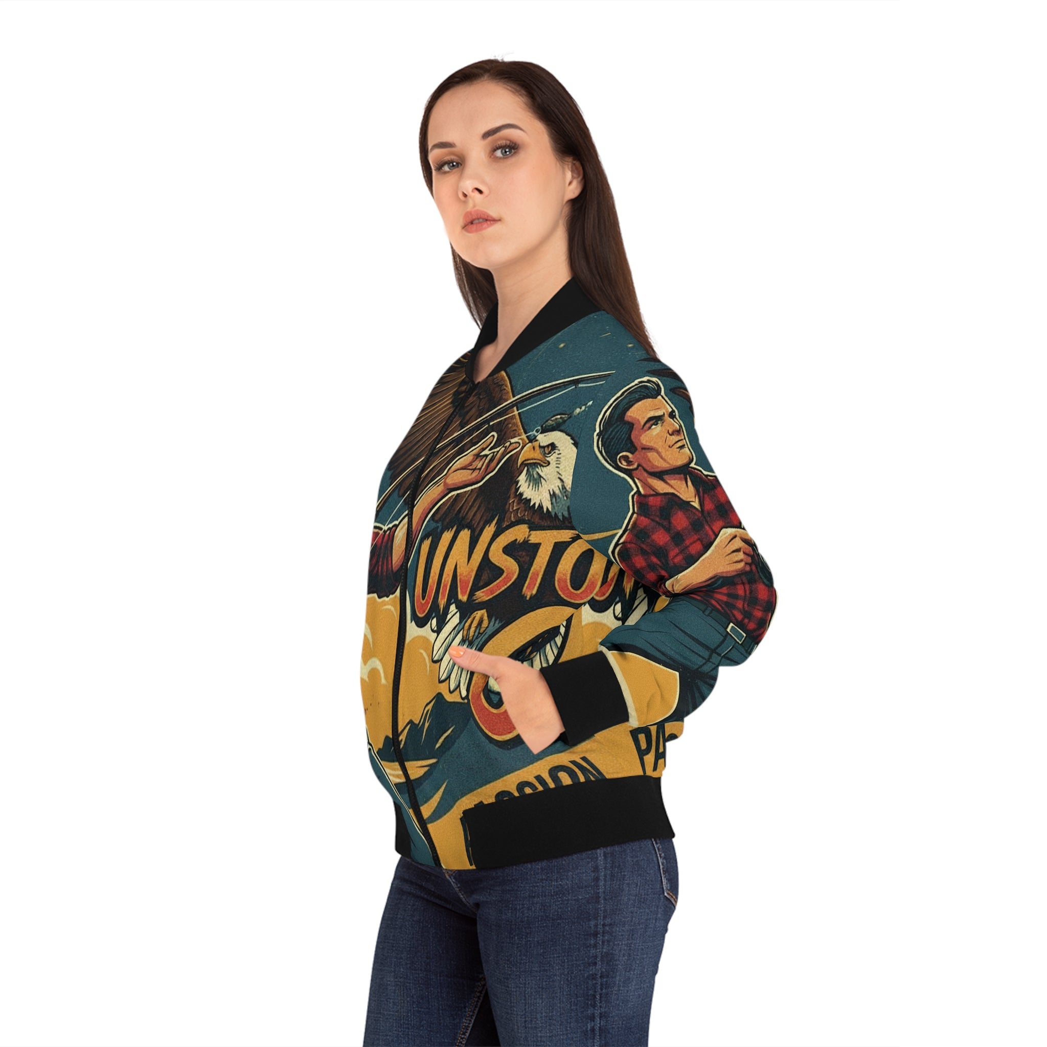 Frauen Bomberjacke Angeln – Unstoppable Catch | Figurbetont