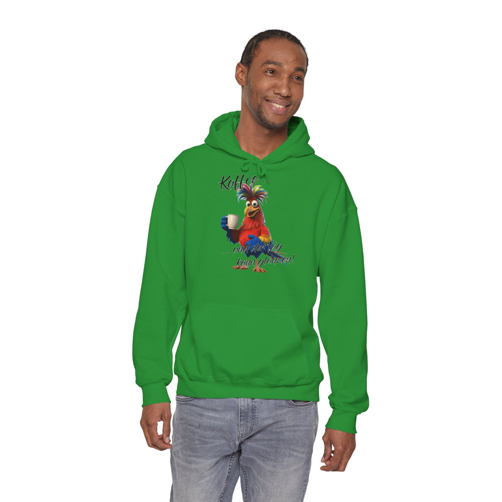 Hahn „Kaffee … und der Tag kann glänzen!“ Hoodie | Humor | Phönix-Potsdam®