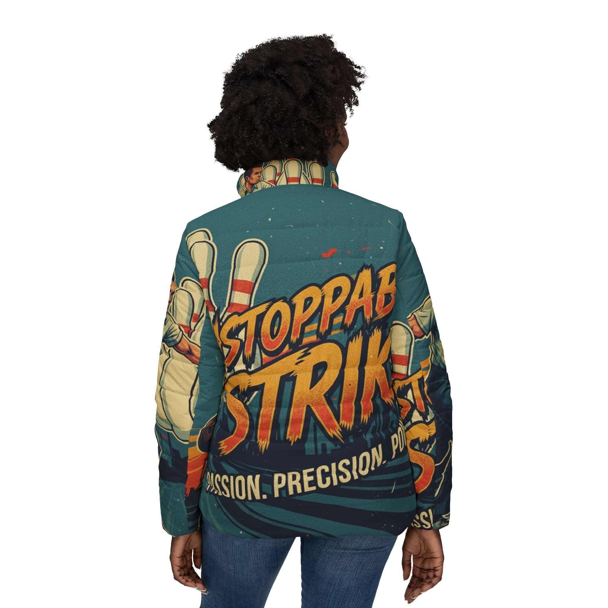 Frauen Bowling Steppjacke – "Unstoppable Strike" | All-Over-Print | Phönix-Potsdam®