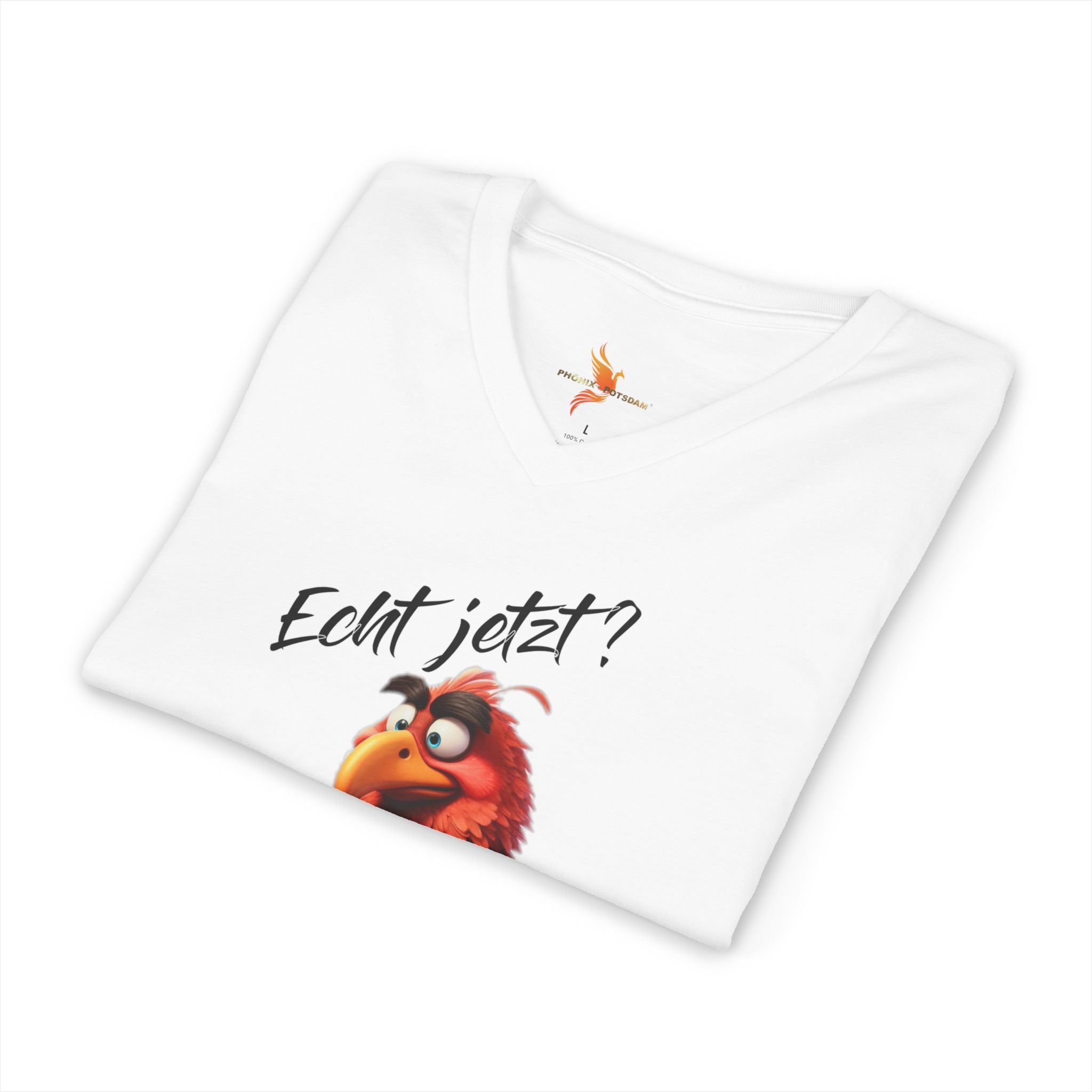 Papagei „Echt jetzt?“ V-Neck T-Shirt | Humor | Phönix-Potsdam®