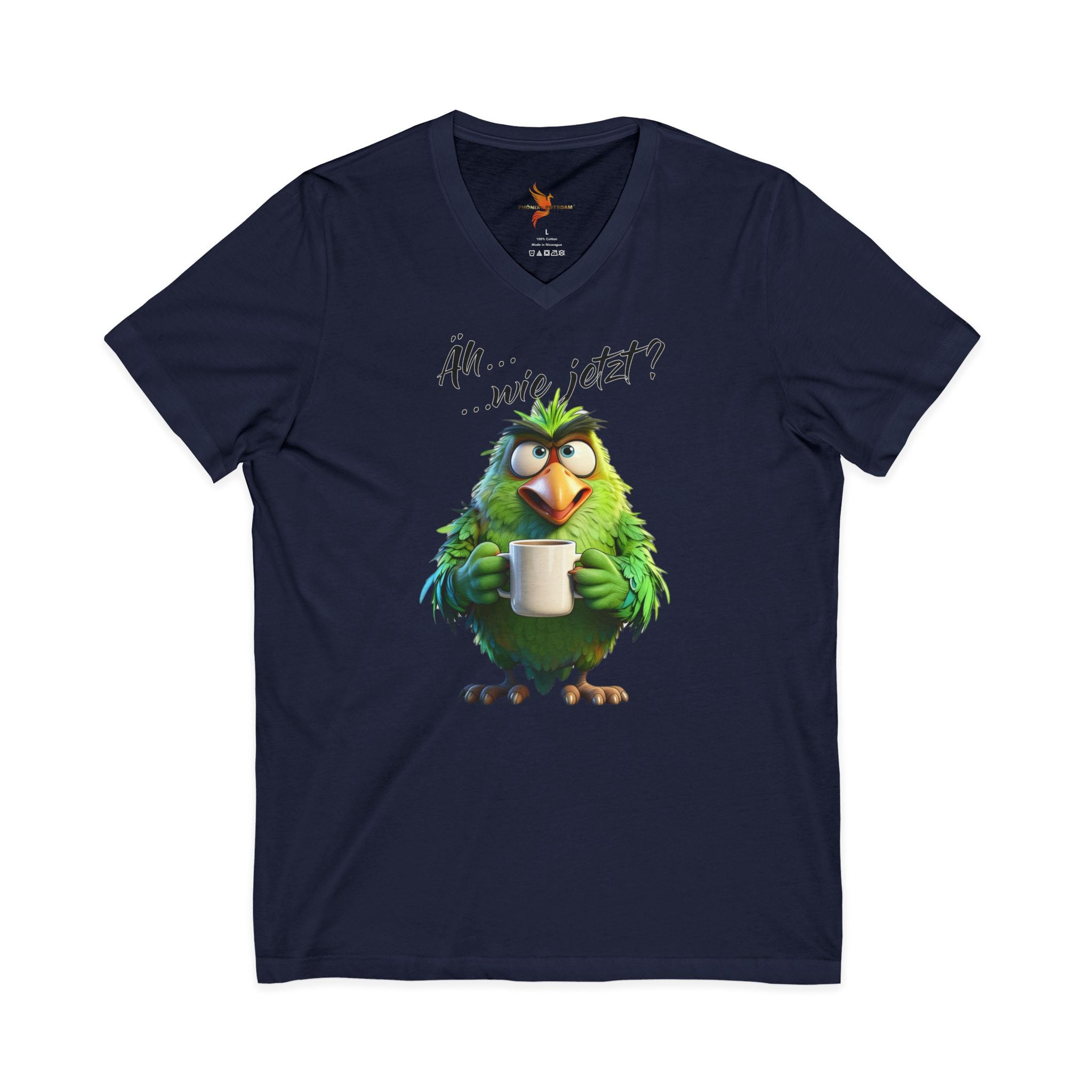 Papagei „Äh...wie jetzt?“ V-Neck T-Shirt | Humor | Phönix-Potsdam®