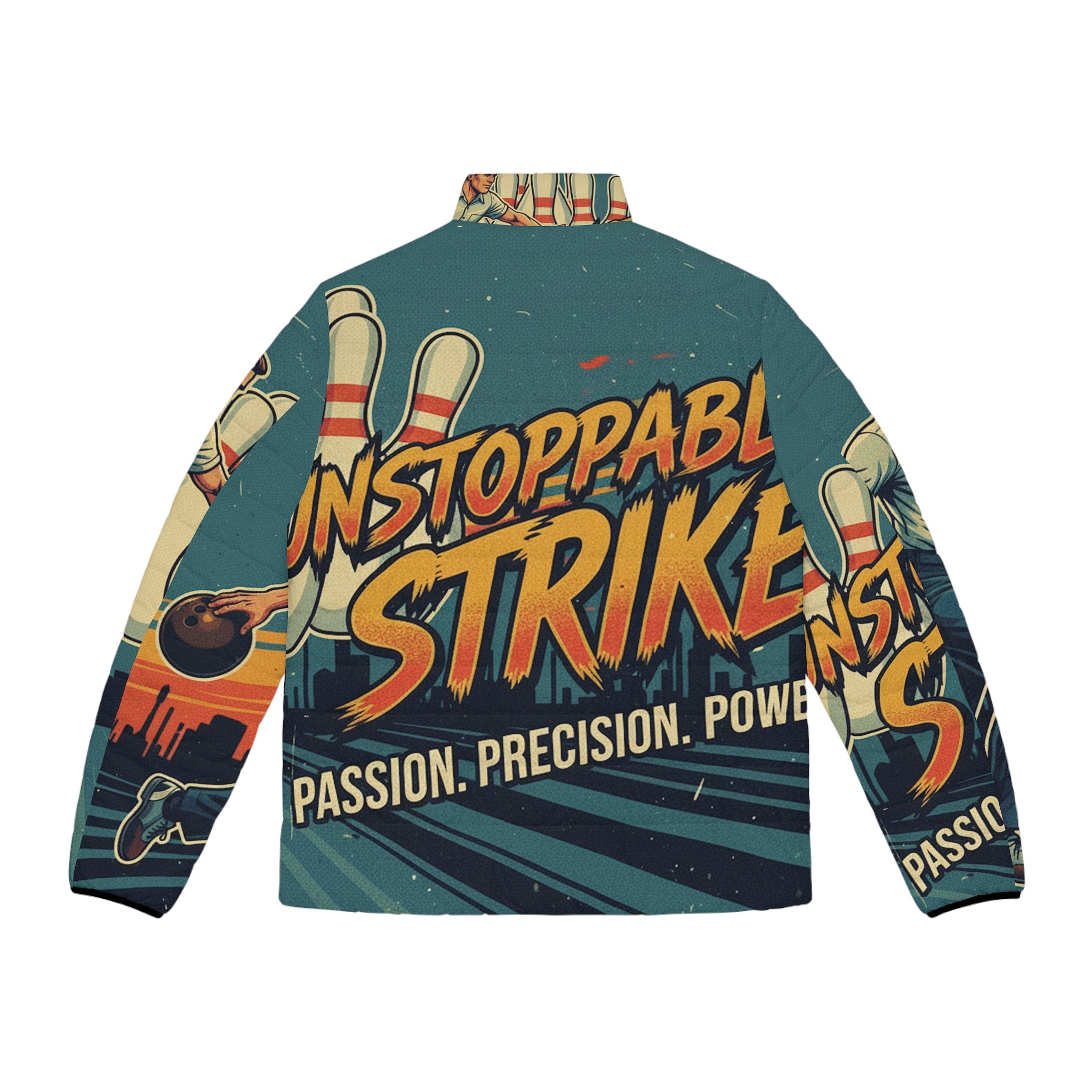 Männer Bowling Steppjacke – "Unstoppable Strike" | All-Over-Print | Phönix-Potsdam®