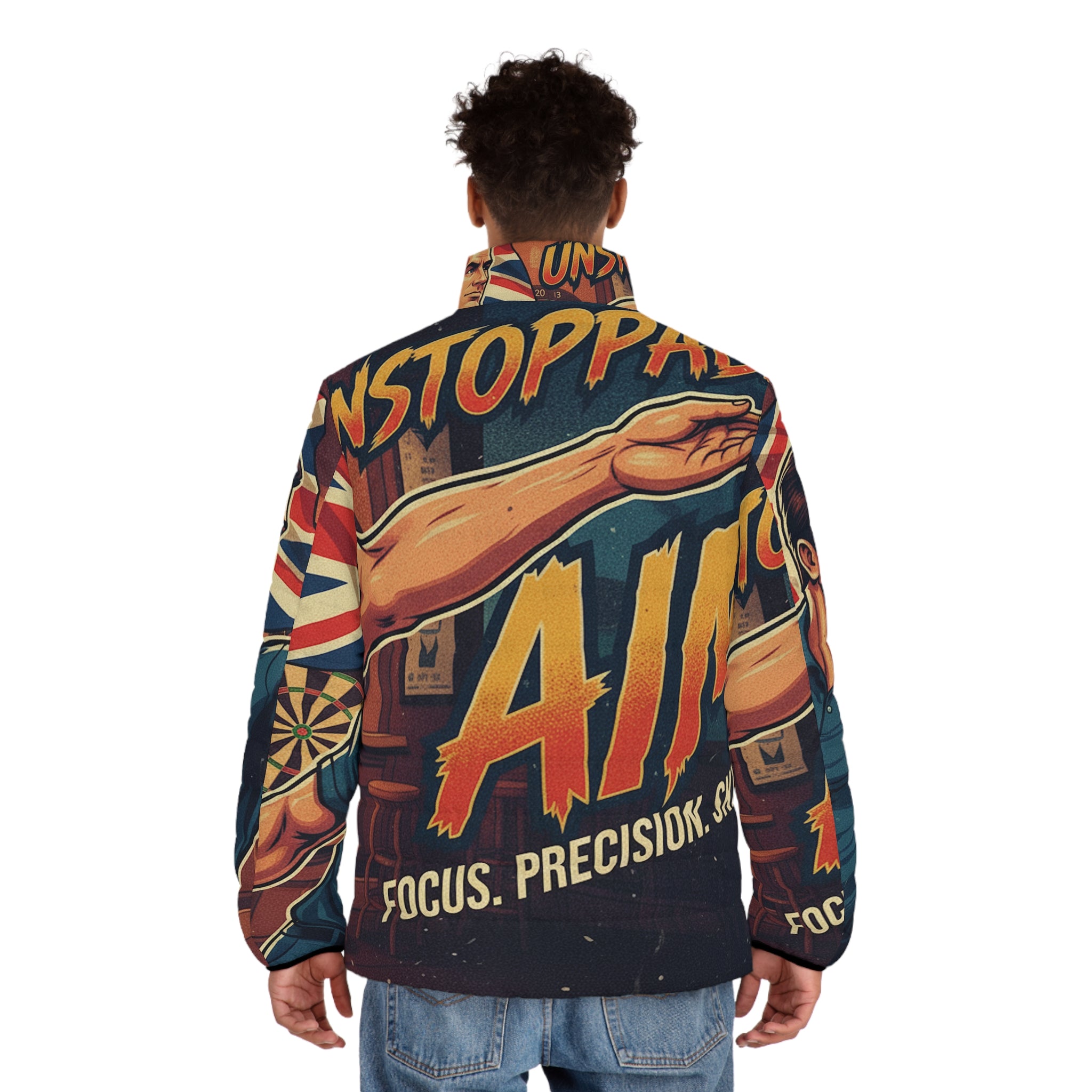 Männer Dart Steppjacke – "Unstoppable Aim" | All-Over-Print | Phönix-Potsdam®