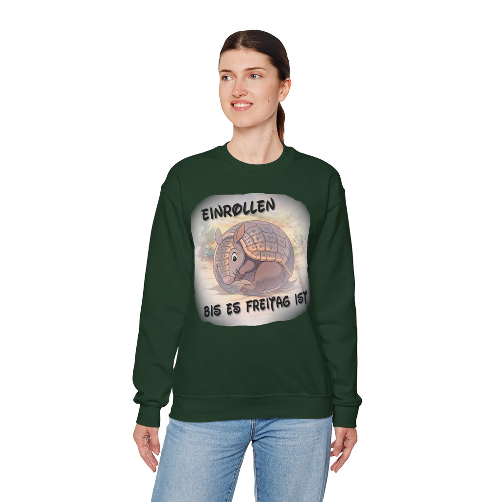 Gürteltier „Einrollen bis es Freitag ist“ Rundhals-Sweatshirt | Phönix-Potsdam®