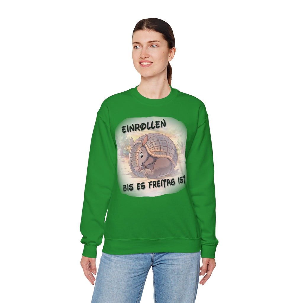 Gürteltier „Einrollen bis es Freitag ist“ Rundhals-Sweatshirt | Phönix-Potsdam®