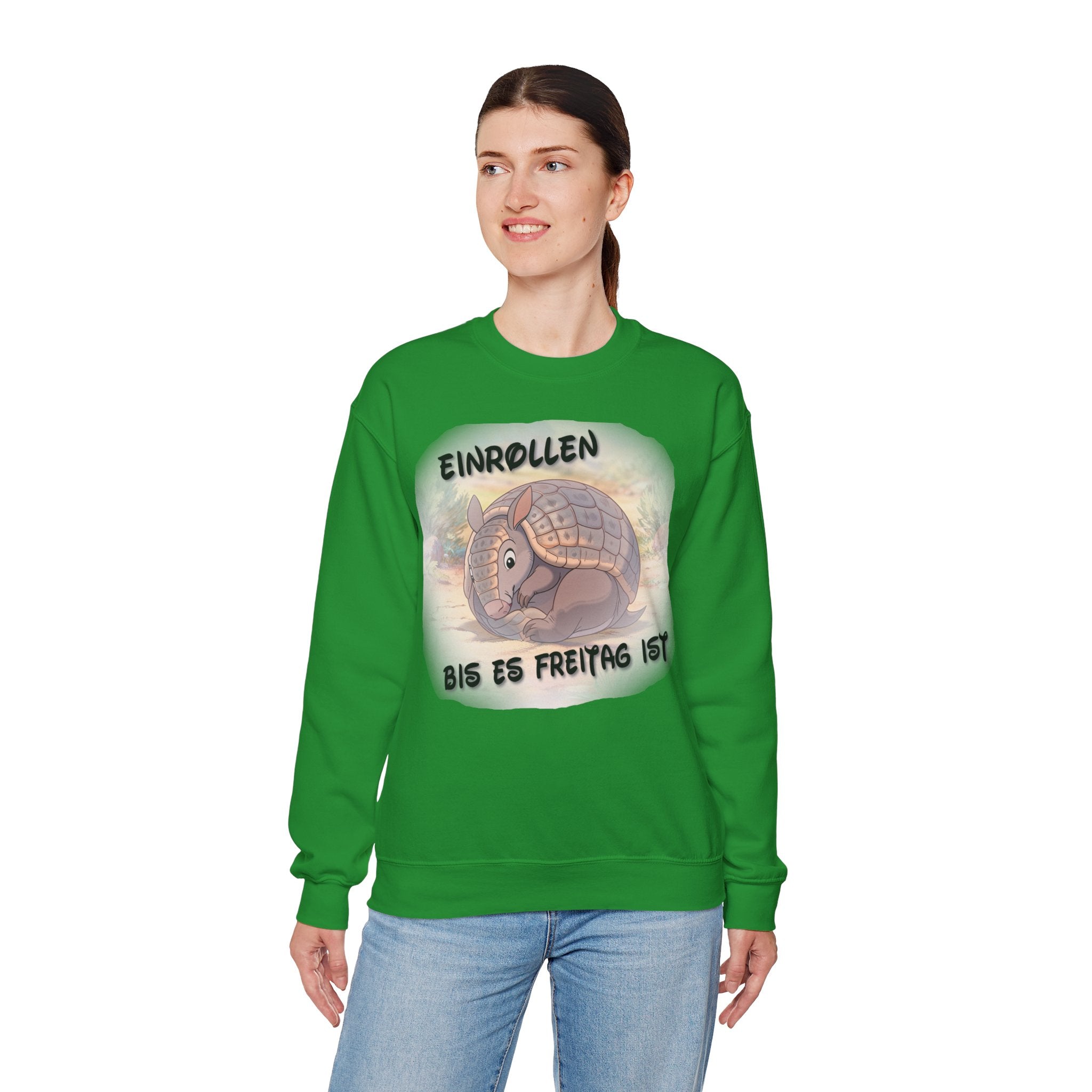 Gürteltier „Einrollen bis es Freitag ist“ Rundhals-Sweatshirt | Phönix-Potsdam®