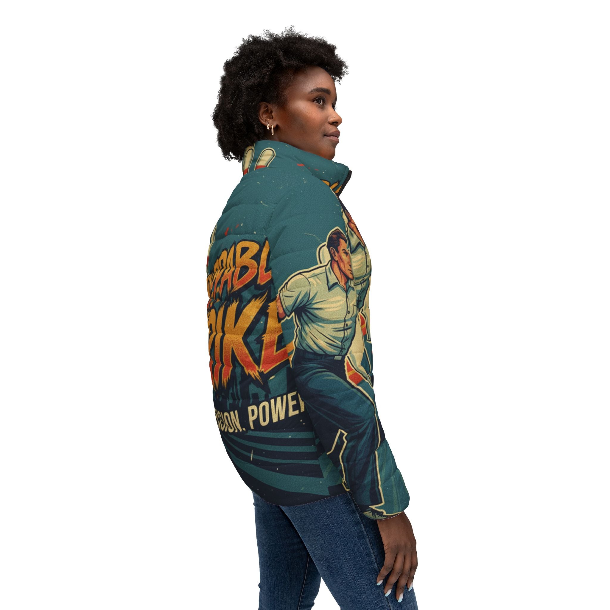Frauen Bowling Steppjacke – "Unstoppable Strike" | All-Over-Print | Phönix-Potsdam®