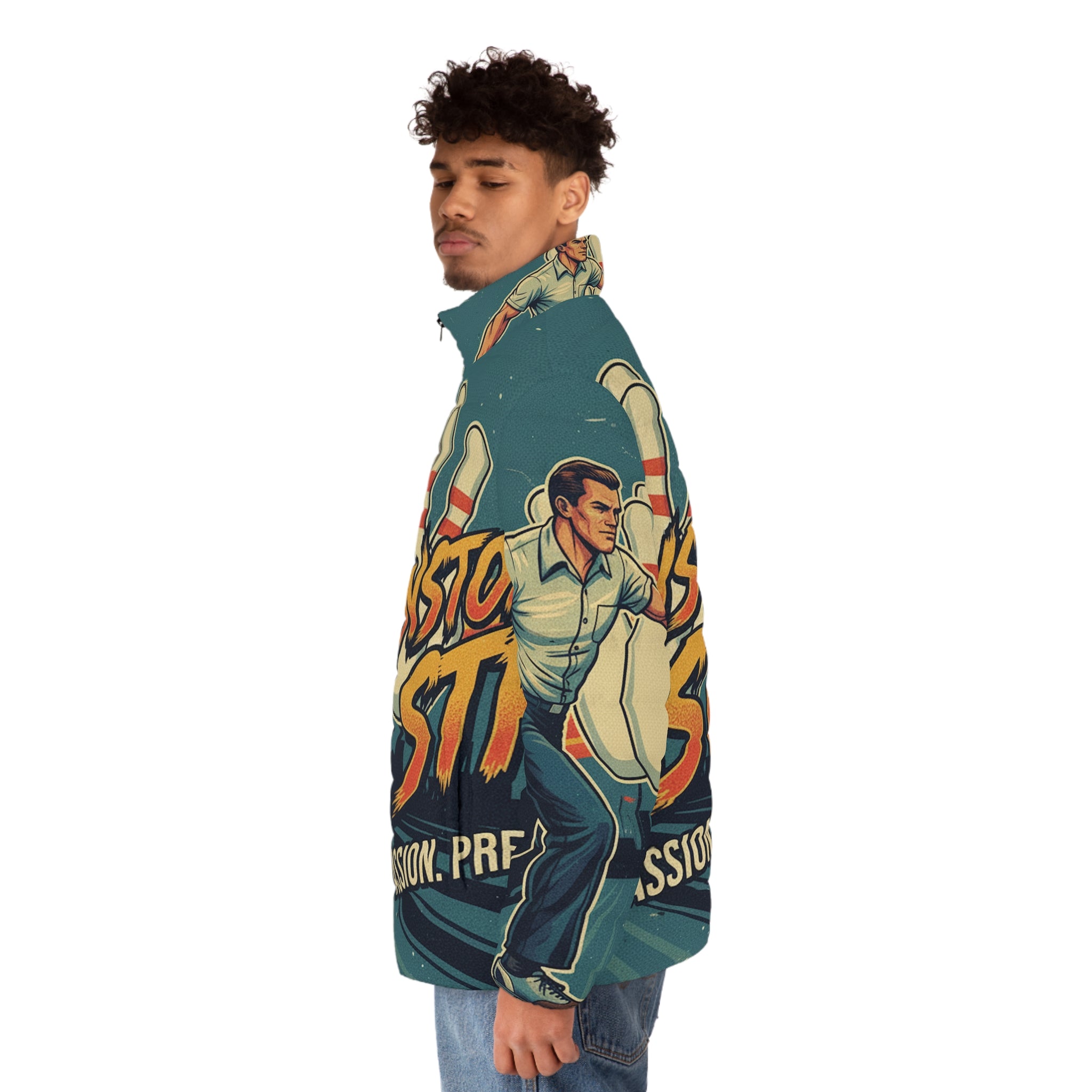 Männer Bowling Steppjacke – "Unstoppable Strike" | All-Over-Print | Phönix-Potsdam®