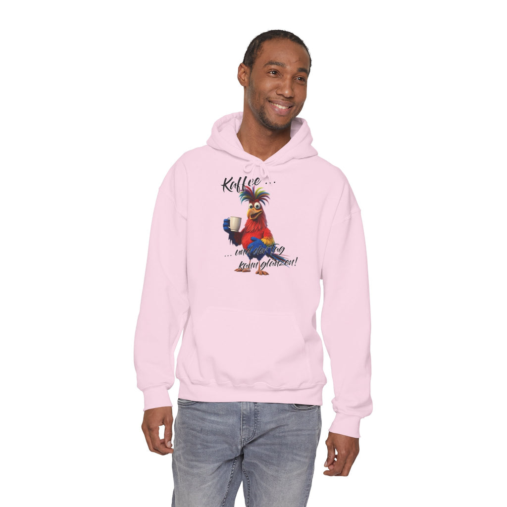 Hahn „Kaffee … und der Tag kann glänzen!“ Hoodie | Humor | Phönix-Potsdam®