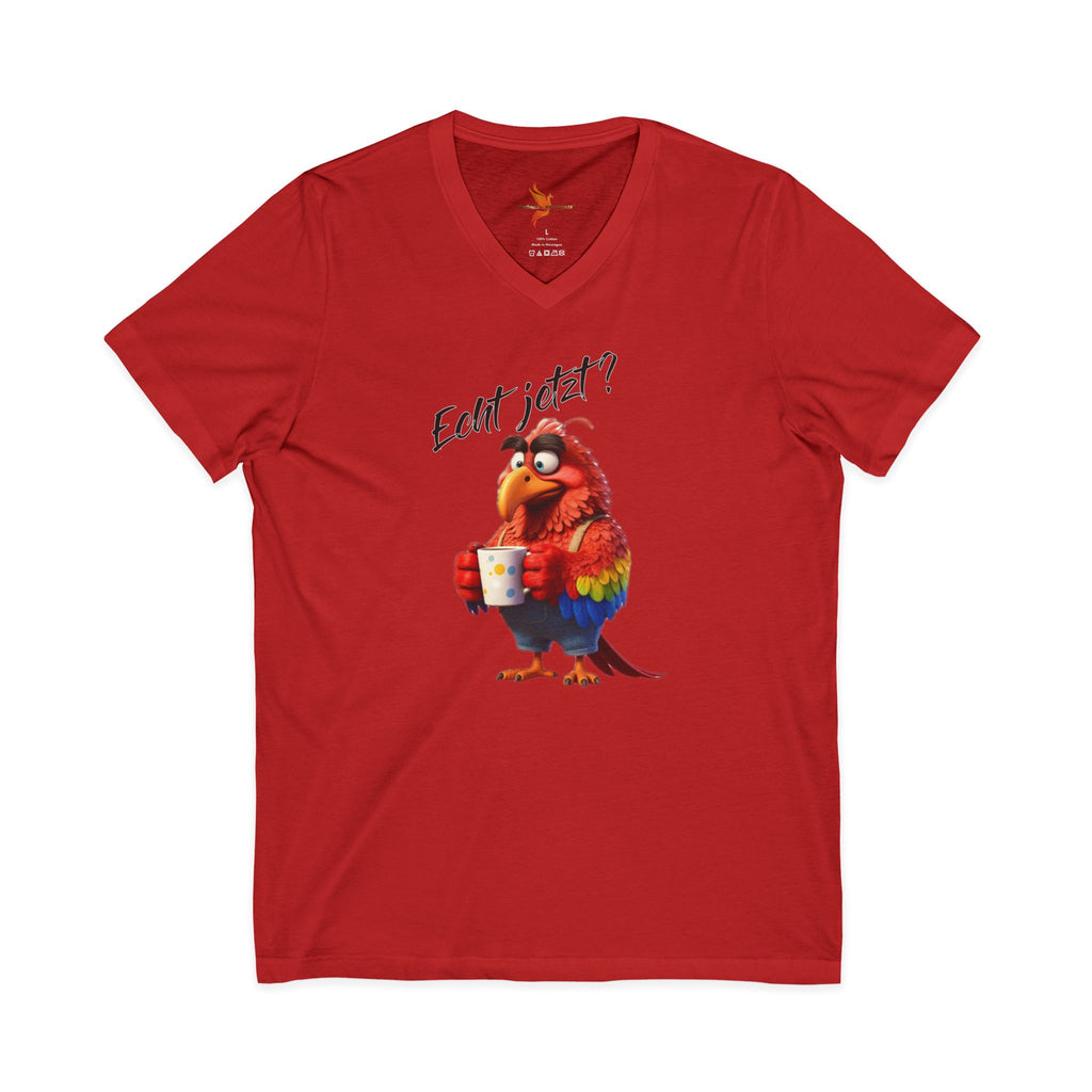 Papagei „Echt jetzt?“ V-Neck T-Shirt | Humor | Phönix-Potsdam®