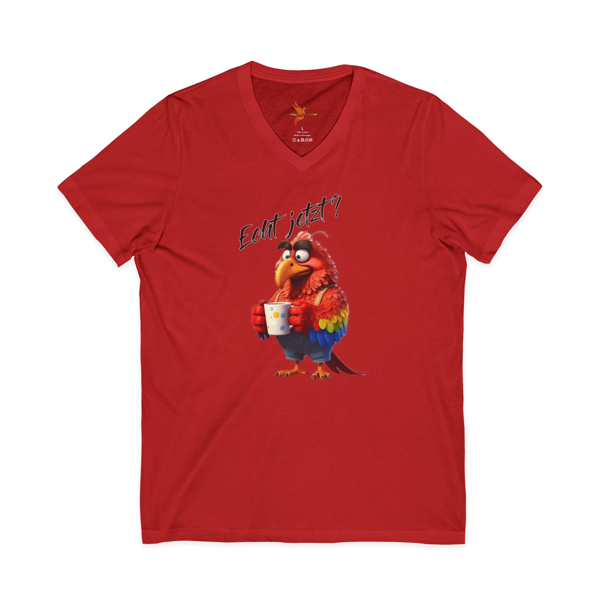 Papagei „Echt jetzt?“ V-Neck T-Shirt | Humor | Phönix-Potsdam®