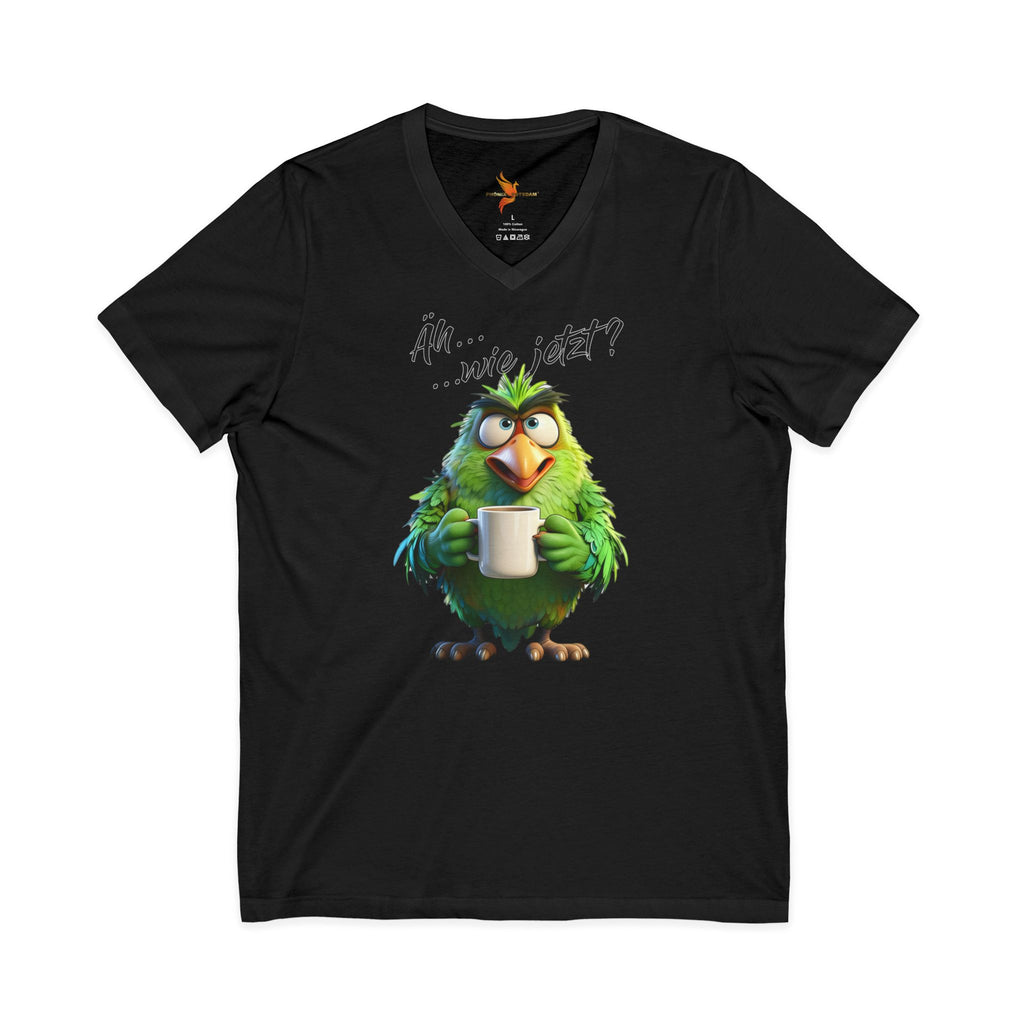 Papagei „Äh...wie jetzt?“ V-Neck T-Shirt | Humor | Phönix-Potsdam®