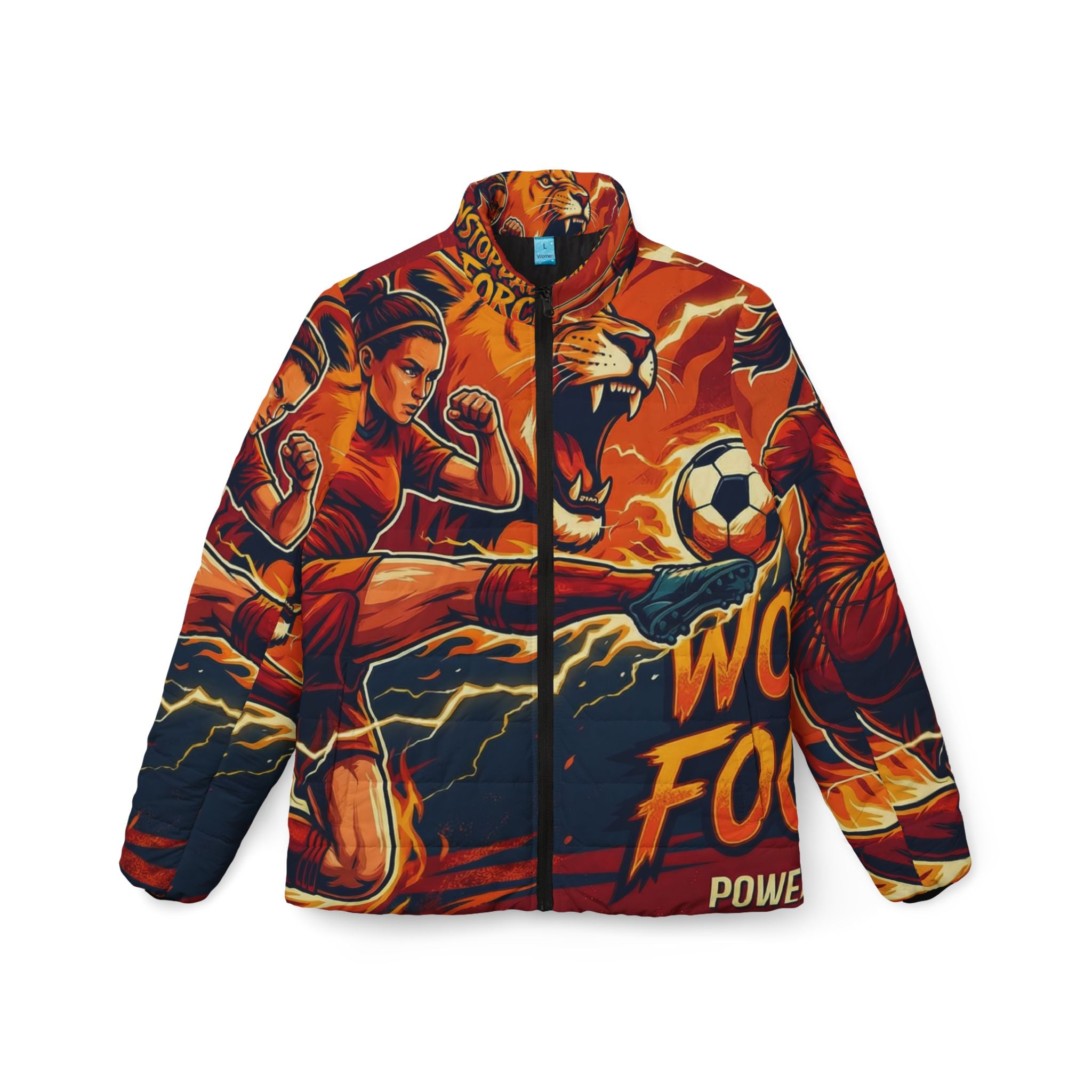 Frauen Fußball Steppjacke – "Unstoppable Force" | All-Over-Print | Phönix-Potsdam®
