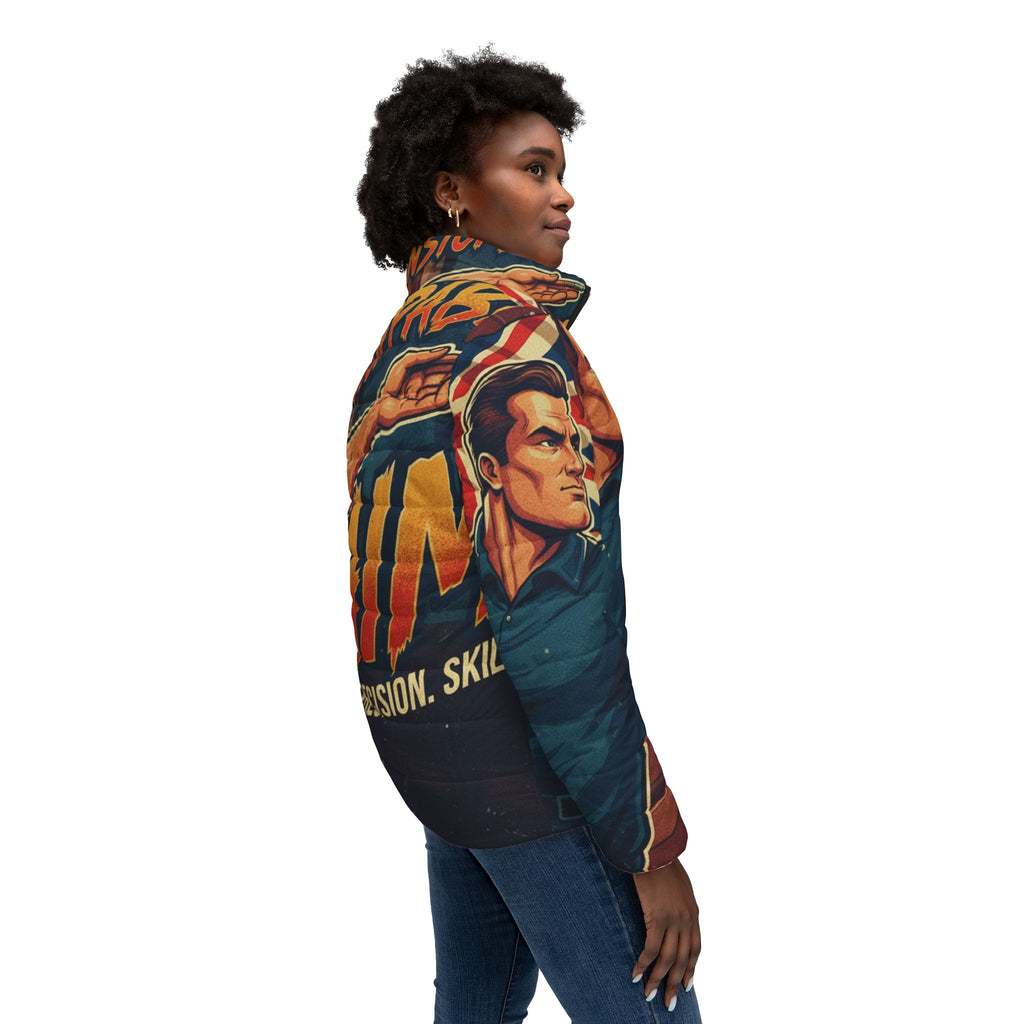 Frauen Dart Steppjacke – "Unstoppable Aim" | All-Over-Print | Phönix-Potsdam®