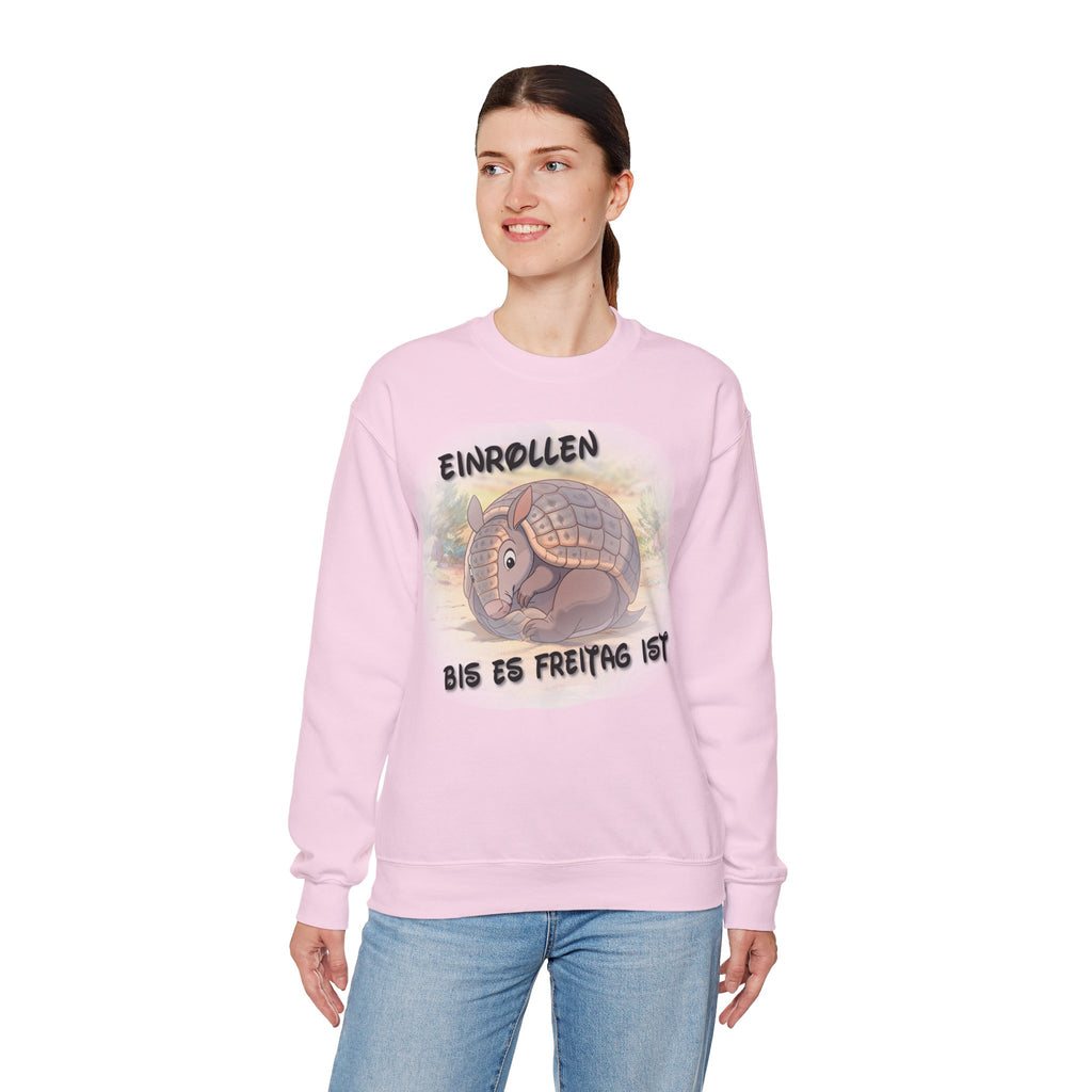 Gürteltier „Einrollen bis es Freitag ist“ Rundhals-Sweatshirt | Phönix-Potsdam®