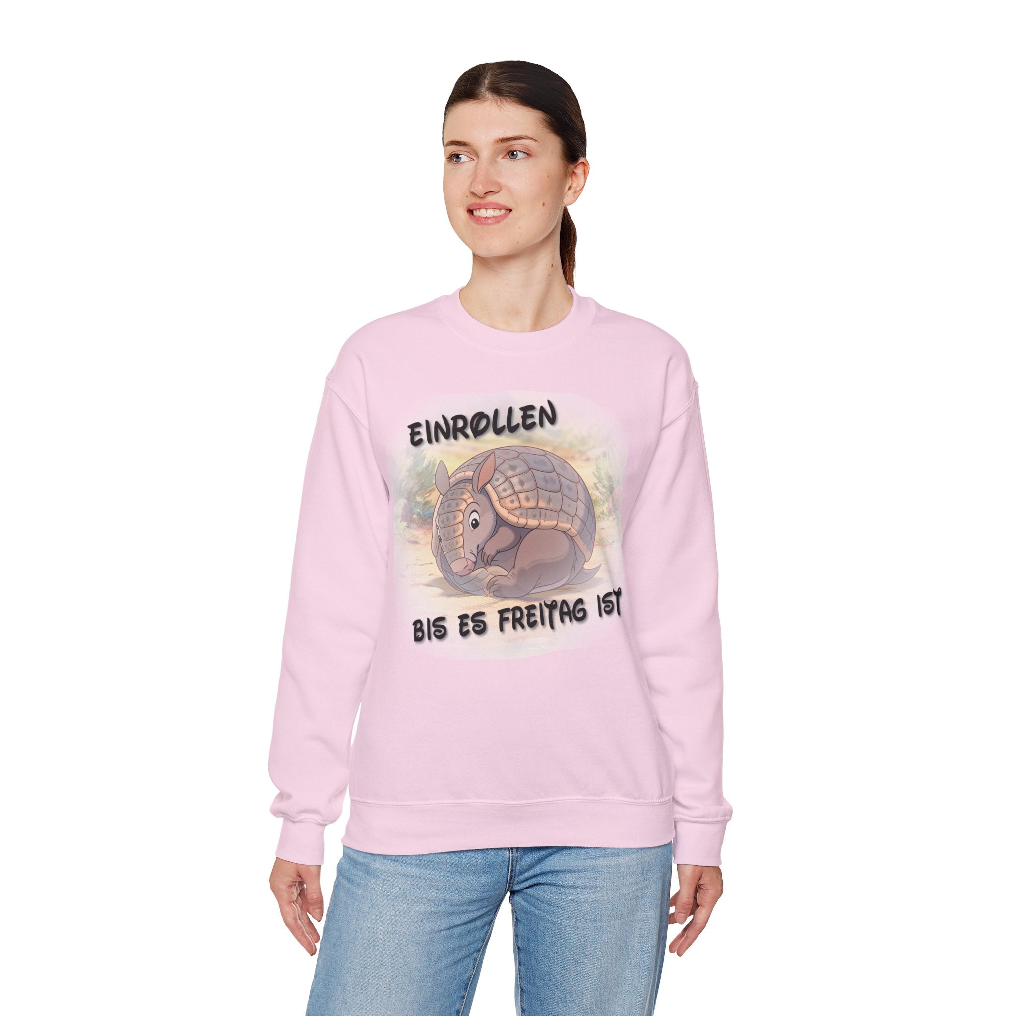 Gürteltier „Einrollen bis es Freitag ist“ Rundhals-Sweatshirt | Phönix-Potsdam®