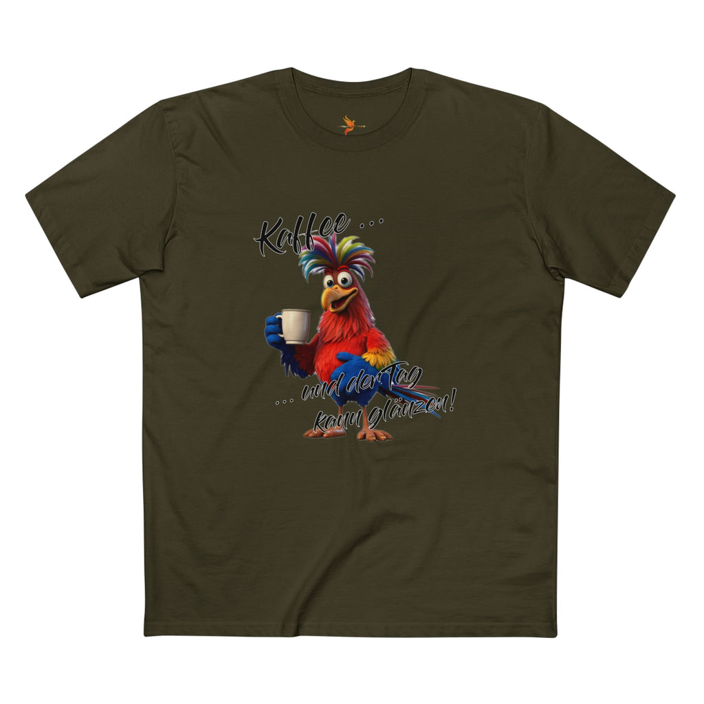 Papagei „Kaffee … und der Tag kann glänzen!“ T-Shirt | Humor | Phönix-Potsdam®