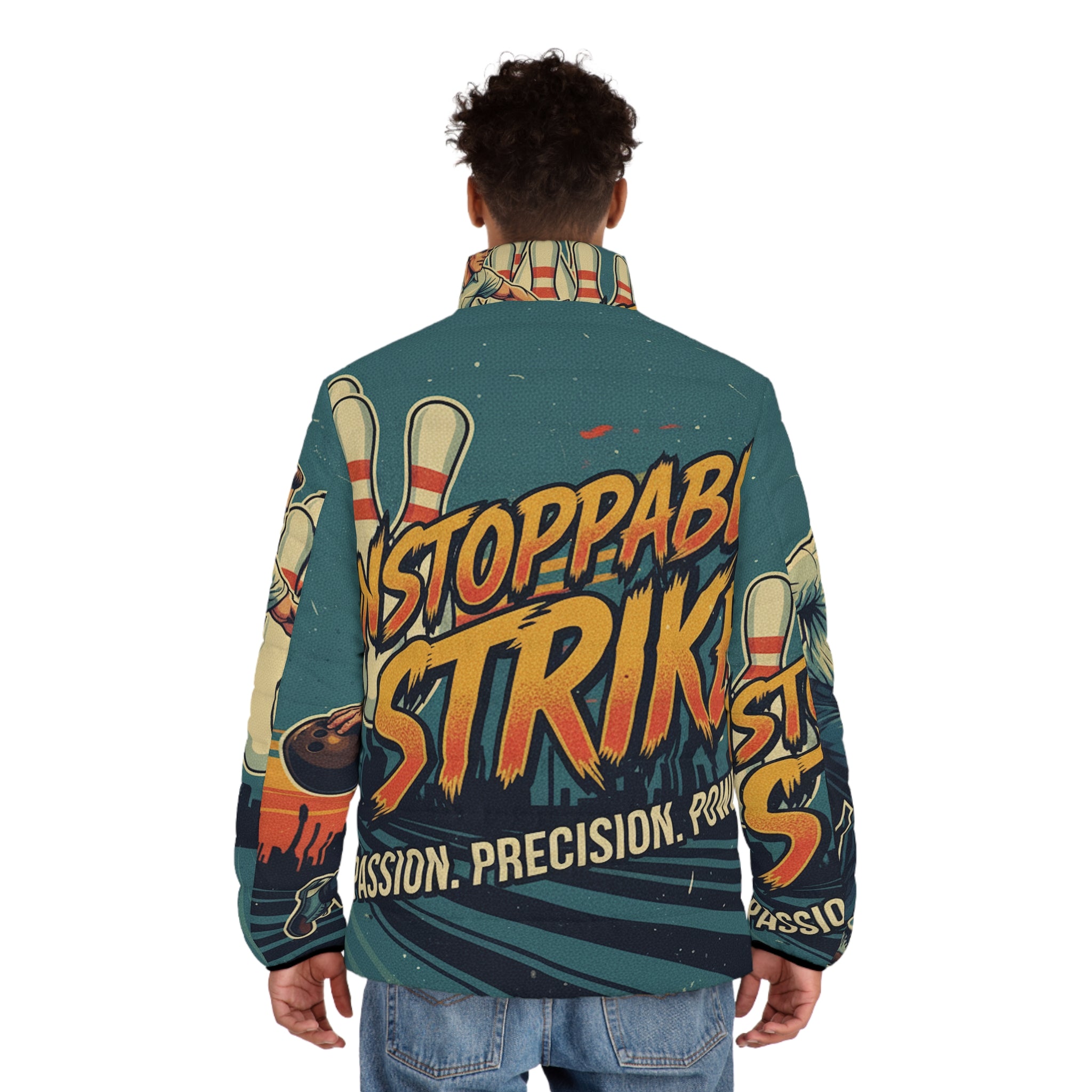 Männer Bowling Steppjacke – "Unstoppable Strike" | All-Over-Print | Phönix-Potsdam®