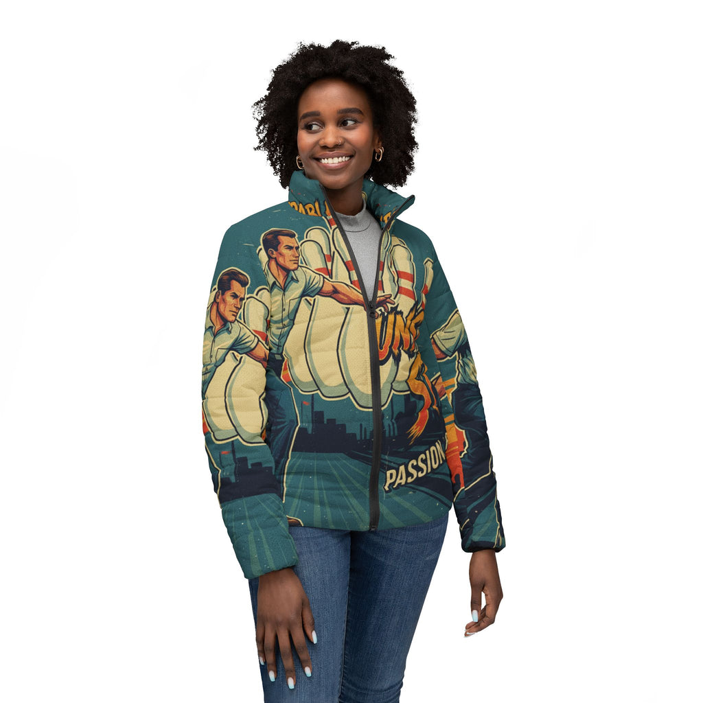 Frauen Bowling Steppjacke – "Unstoppable Strike" | All-Over-Print | Phönix-Potsdam®