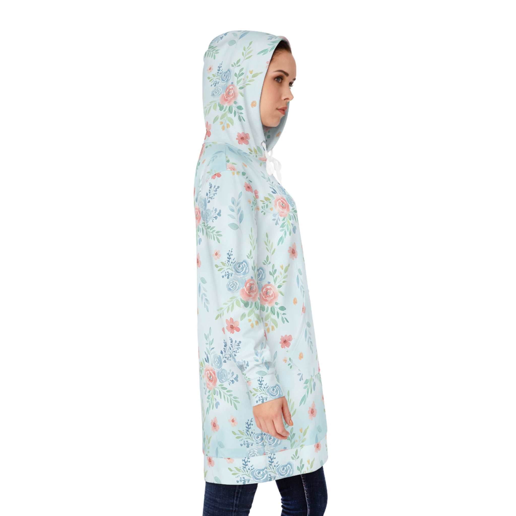 Long-Hoodie AOP „Blumen“ | Pastell Floral | Phönix-Potsdam®