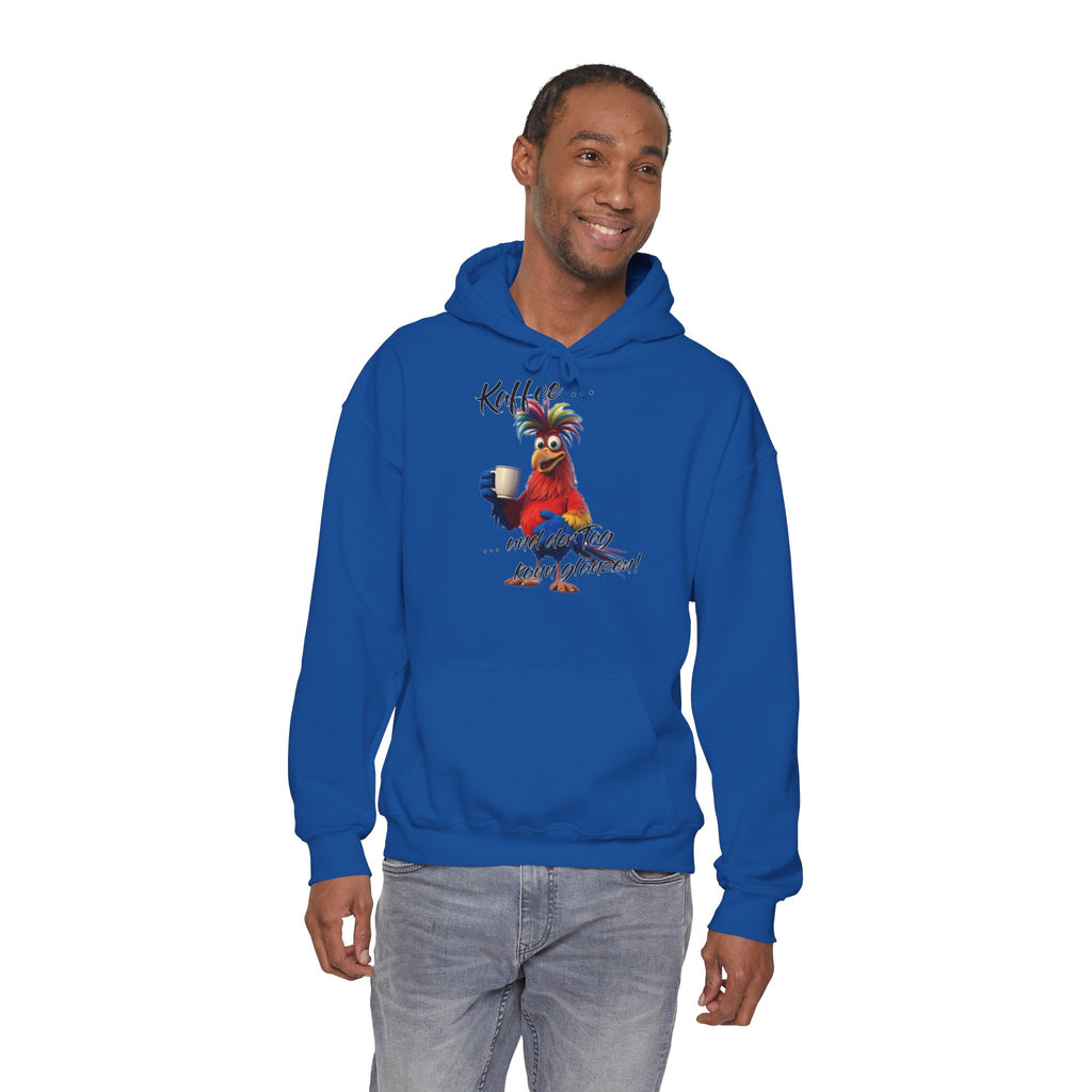 Hahn „Kaffee … und der Tag kann glänzen!“ Hoodie | Humor | Phönix-Potsdam®