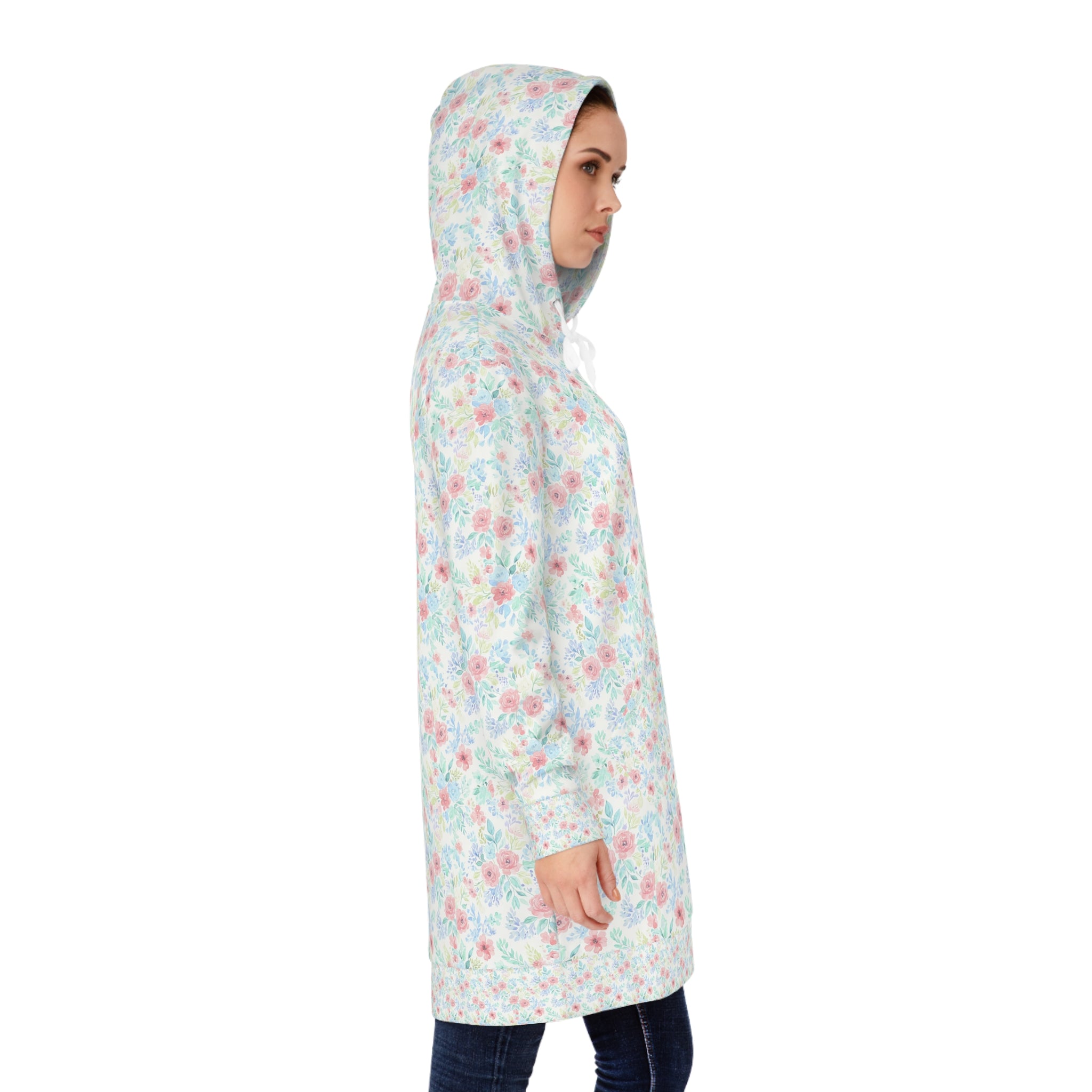 Long-Hoodie AOP „Blumen“ | Pastell Floral | Phönix-Potsdam®